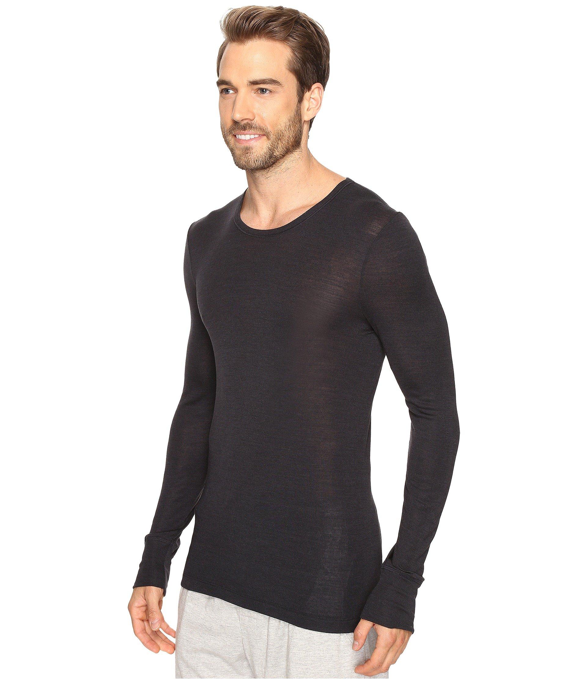 Hanro Woolen Silk Long Sleeve Shirt in Anthracite (Black) for Men - Save 3% - Lyst