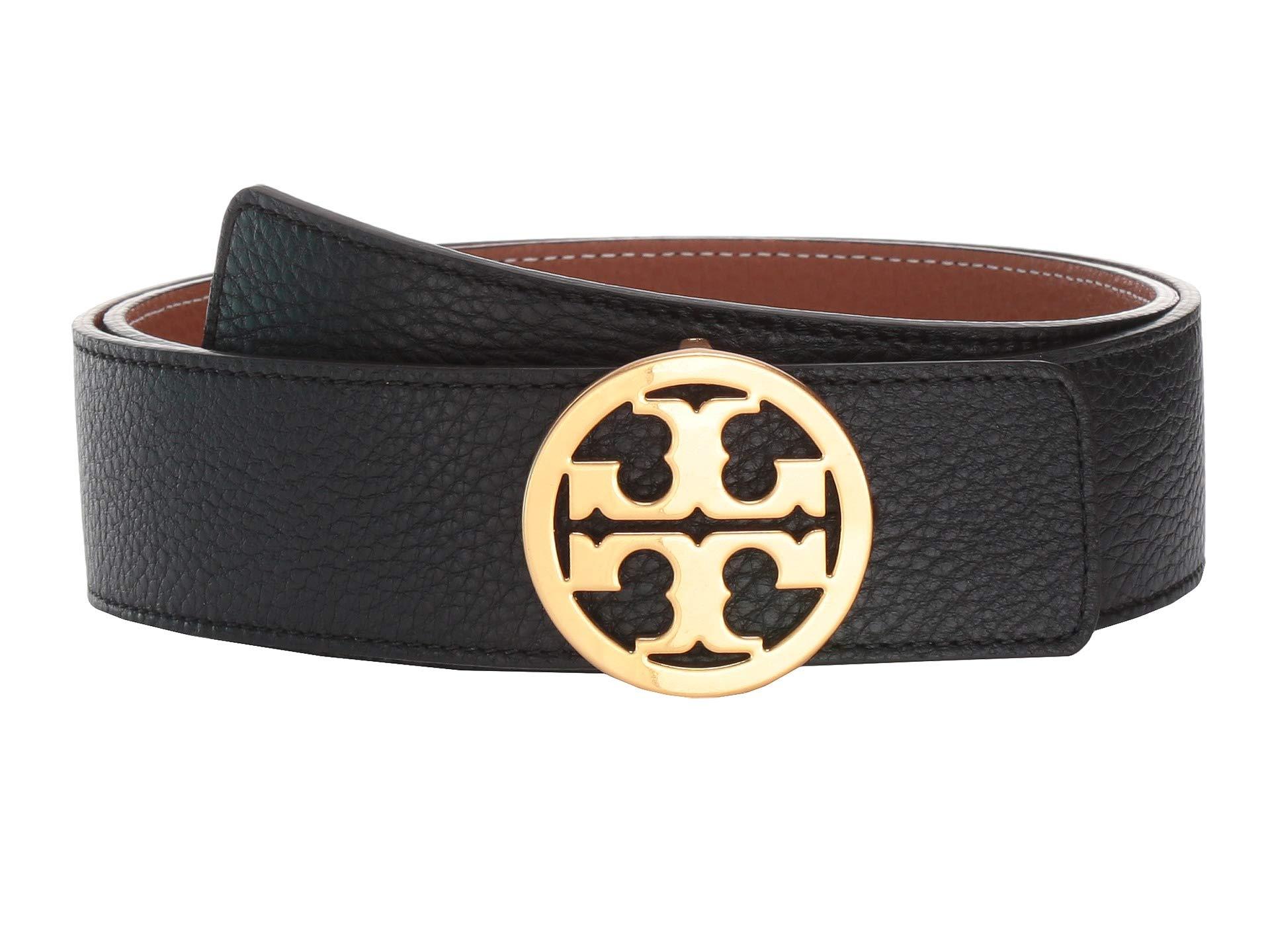 Tory Burch Leather 1.5 Reversible Logo Belt in Black/Tan (Black) - Lyst