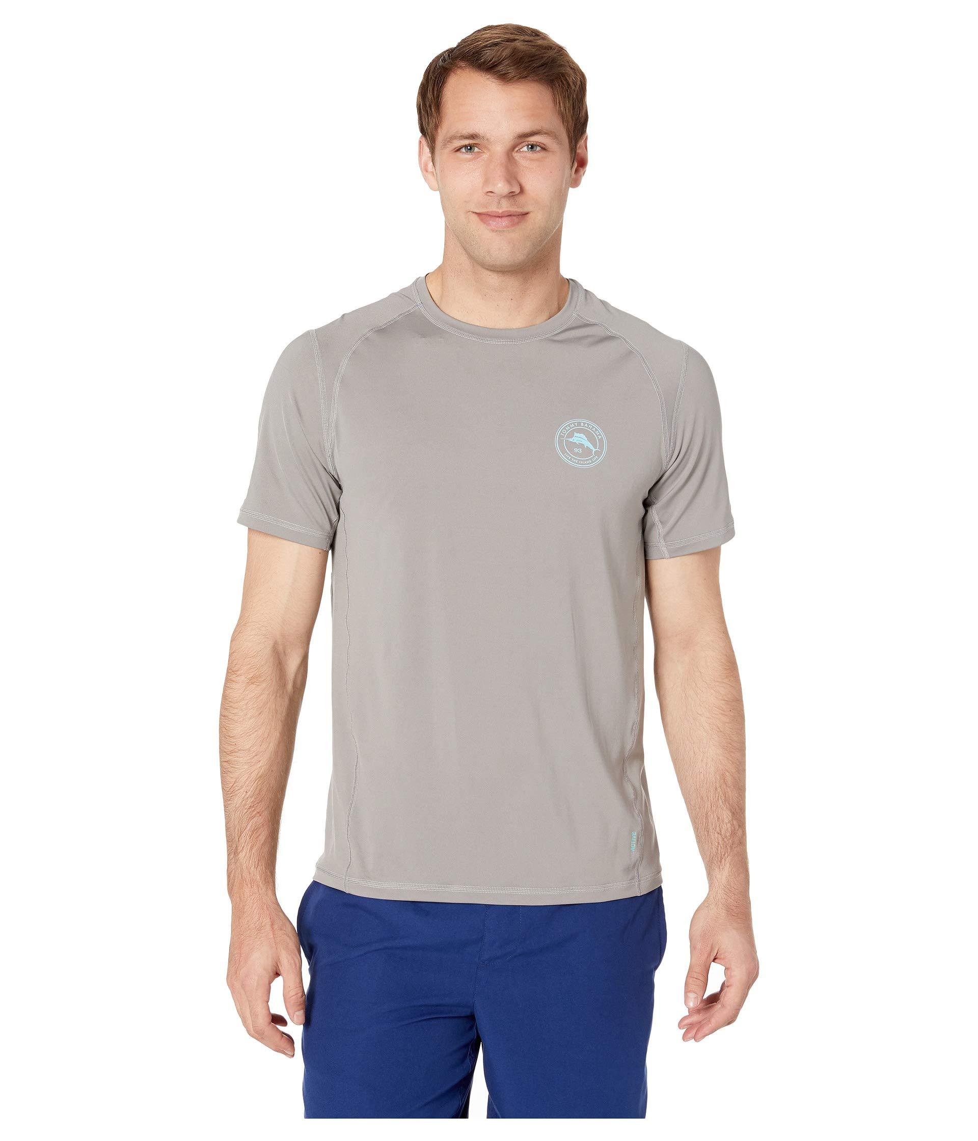 Tommy Bahama Synthetic Island Active Breakline Crew Rashguard in Gray