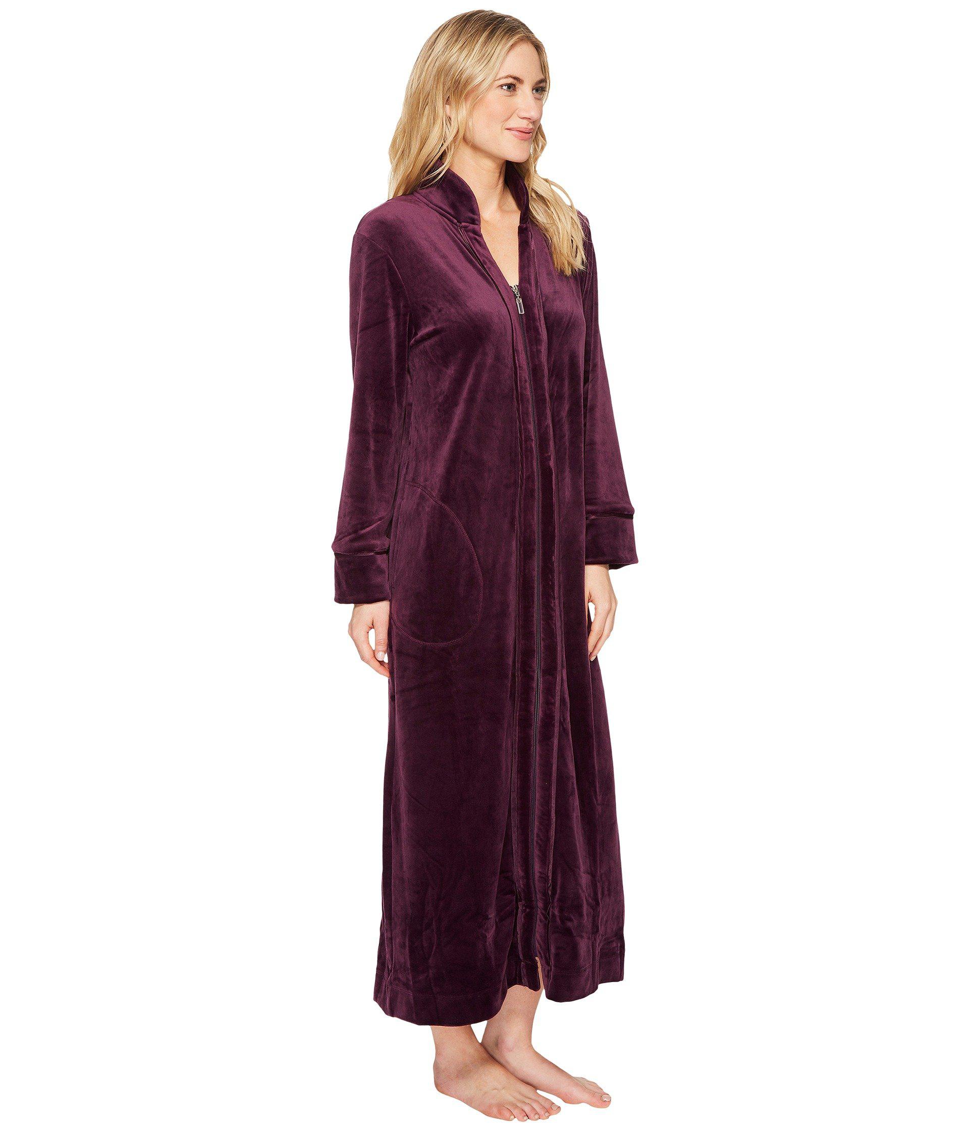 Carole Hochman Velvet Long Zip Robe in Purple | Lyst