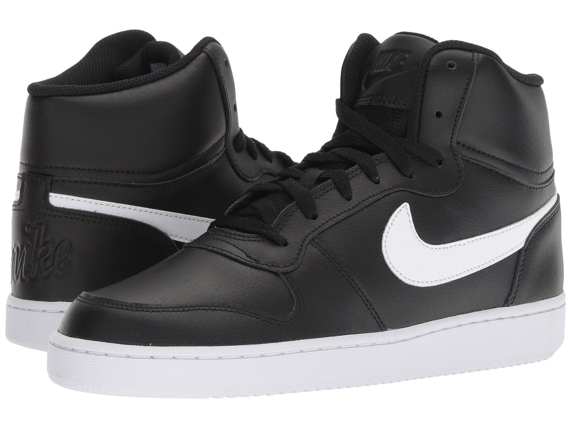 Nike Rubber Ebernon Mid Basketball Shoes in Black/White (Black) for Men ...