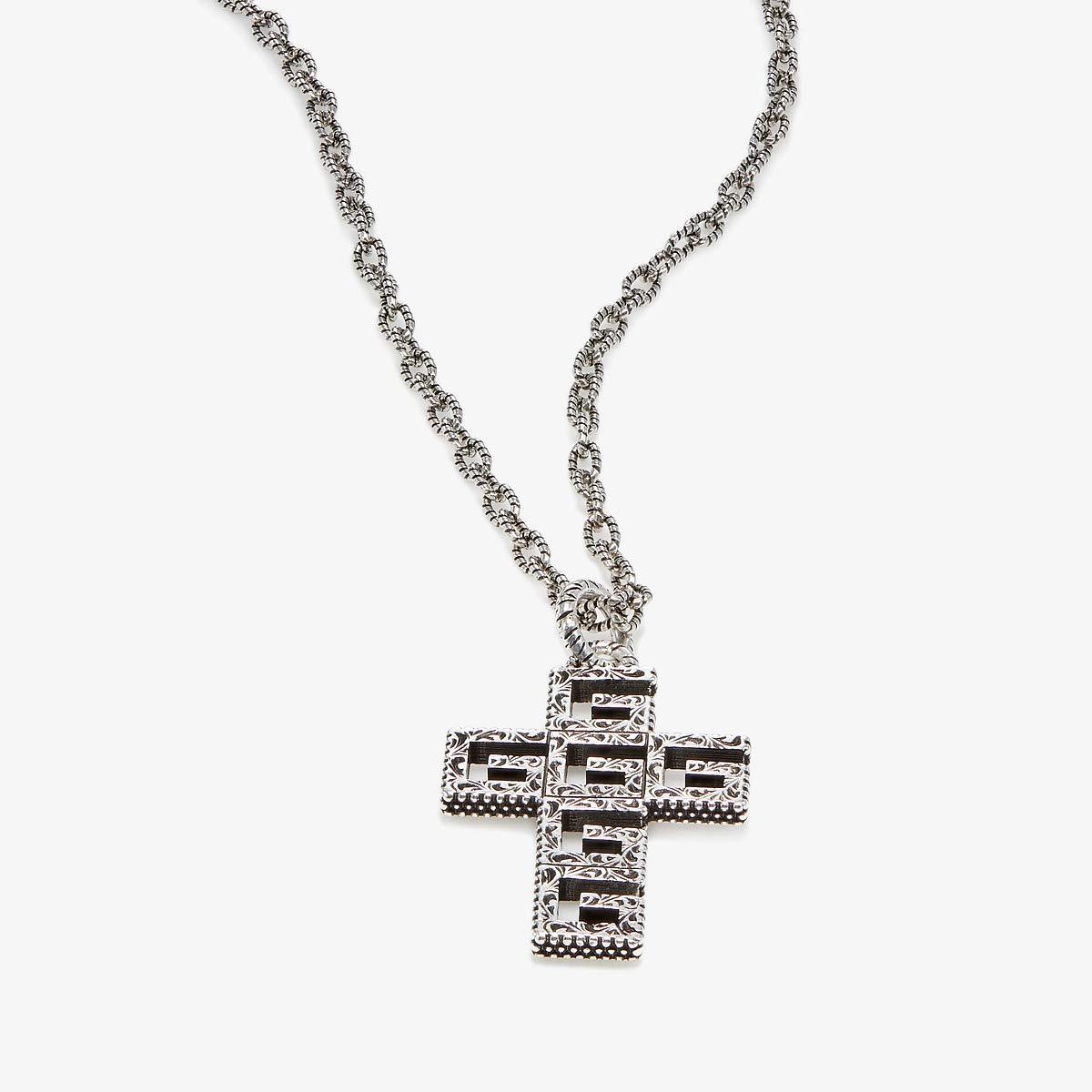 Gucci Men's G Cross Sterling Silver Necklace in Metallic Save 23 Lyst