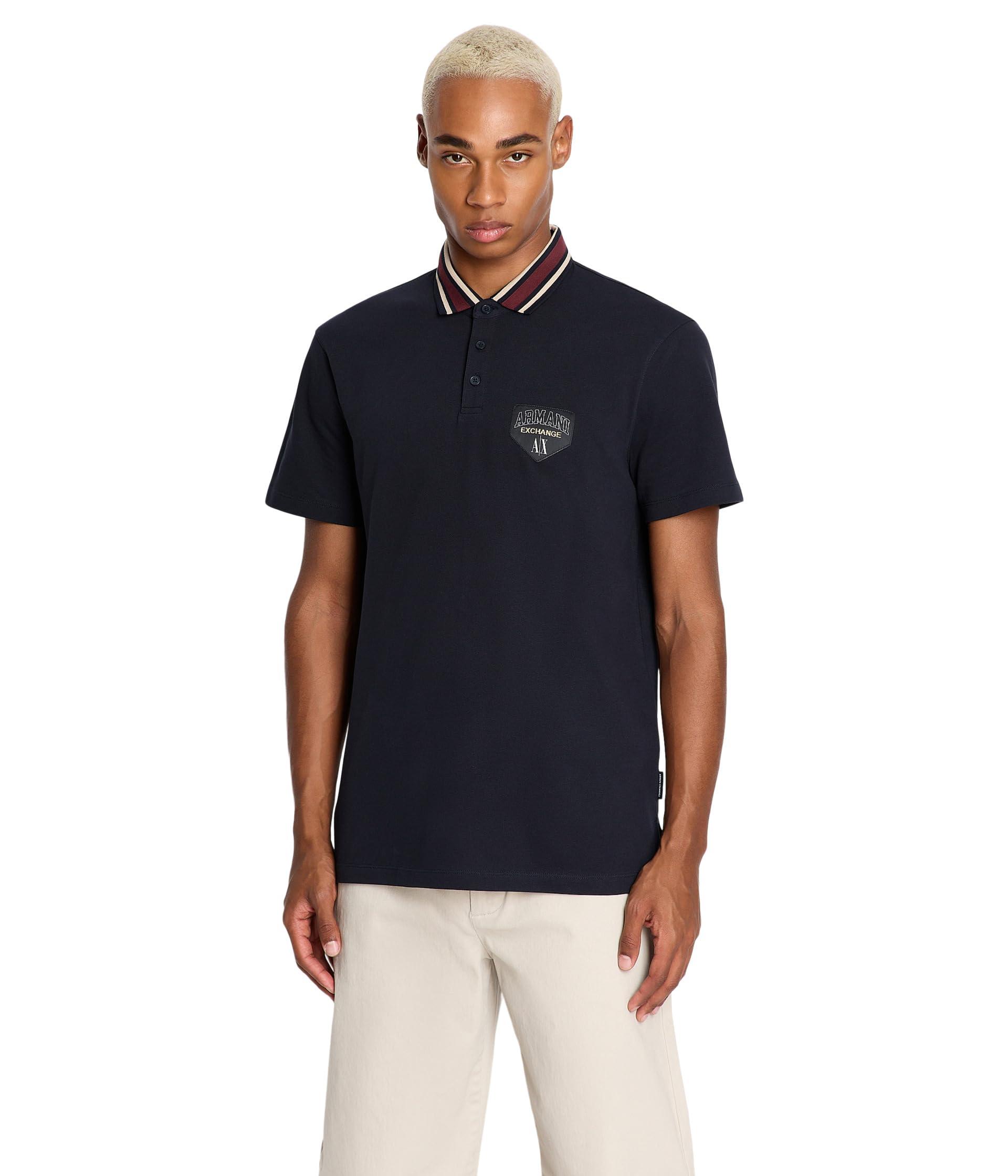 Armani Exchange Slim Fit Collegiate Logo Polo in Blue for Men Lyst