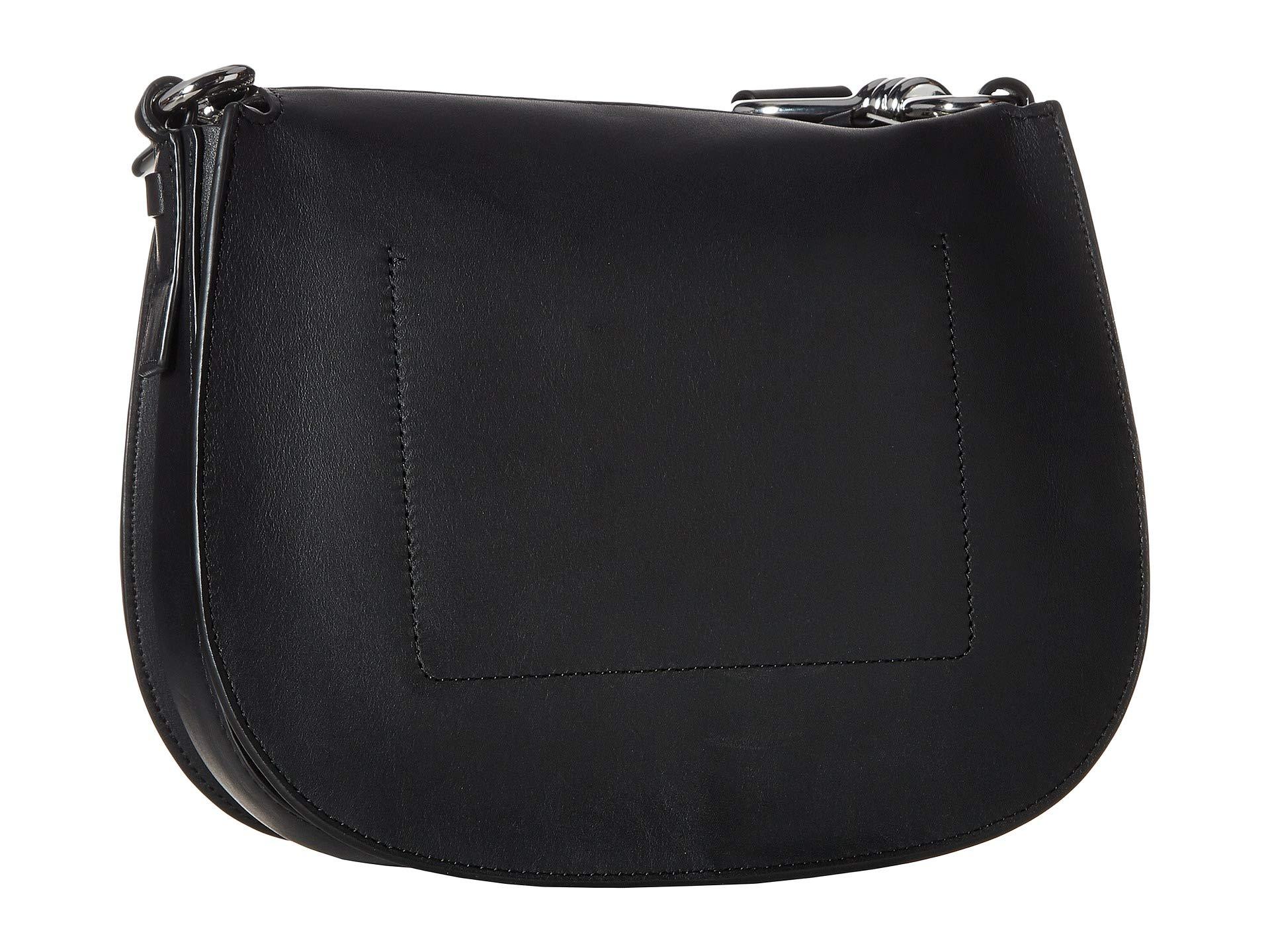 AllSaints Leather Captain Round Crossbody in Black - Lyst