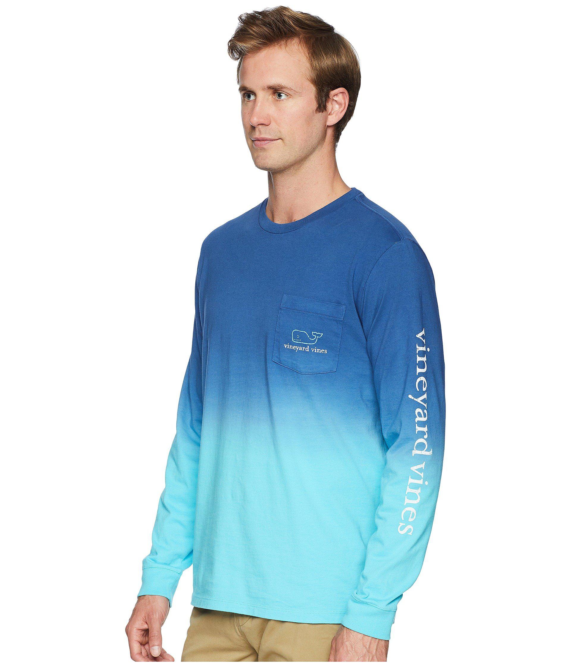 Long Sleeve Dip Dyed Two Tone Whale Pocket Tee Moonshine Men S T Shirt