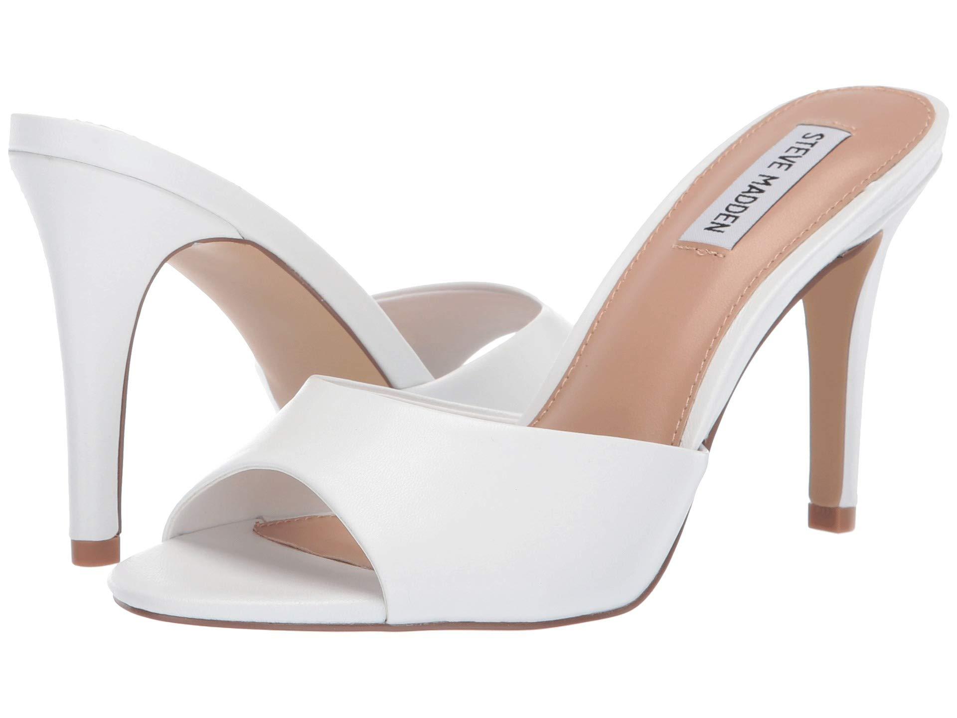 Steve Madden Erin Heeled Mule (white Leather) High Heels | Lyst