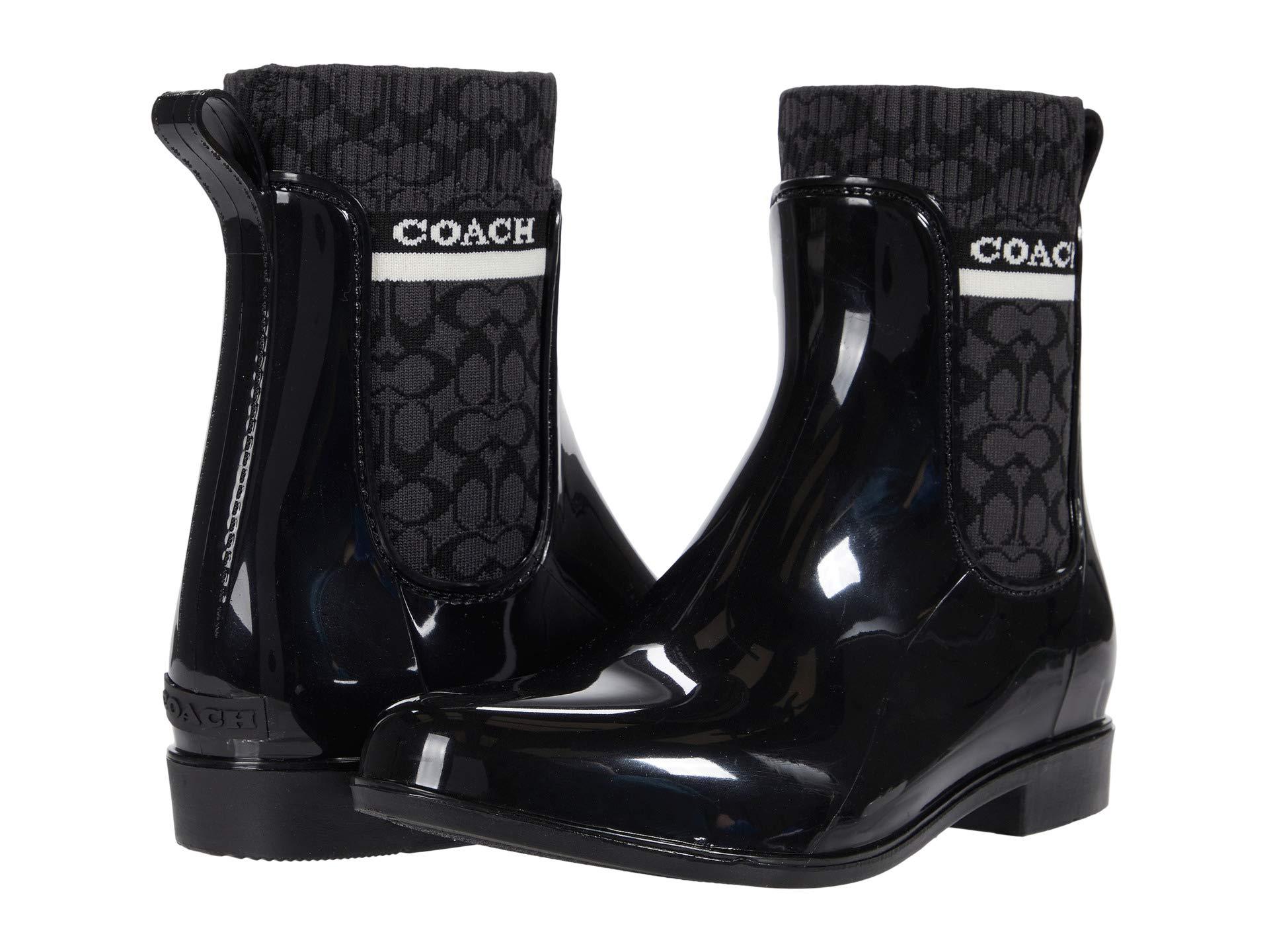 COACH Synthetic Rivington Rain Bootie in Black Lyst