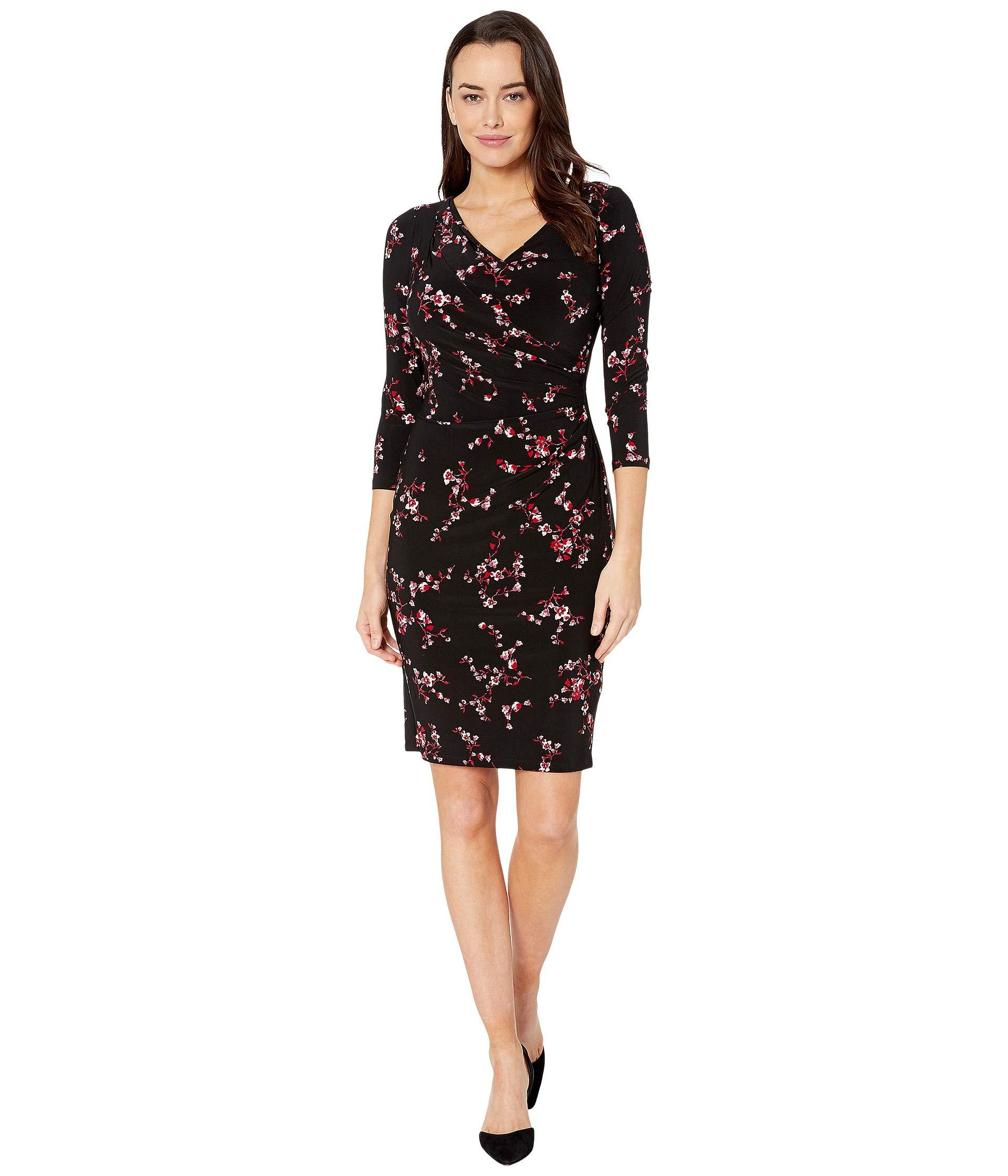 Lauren by Ralph Lauren Synthetic Printed Matte Jersey-dress in Black - Lyst