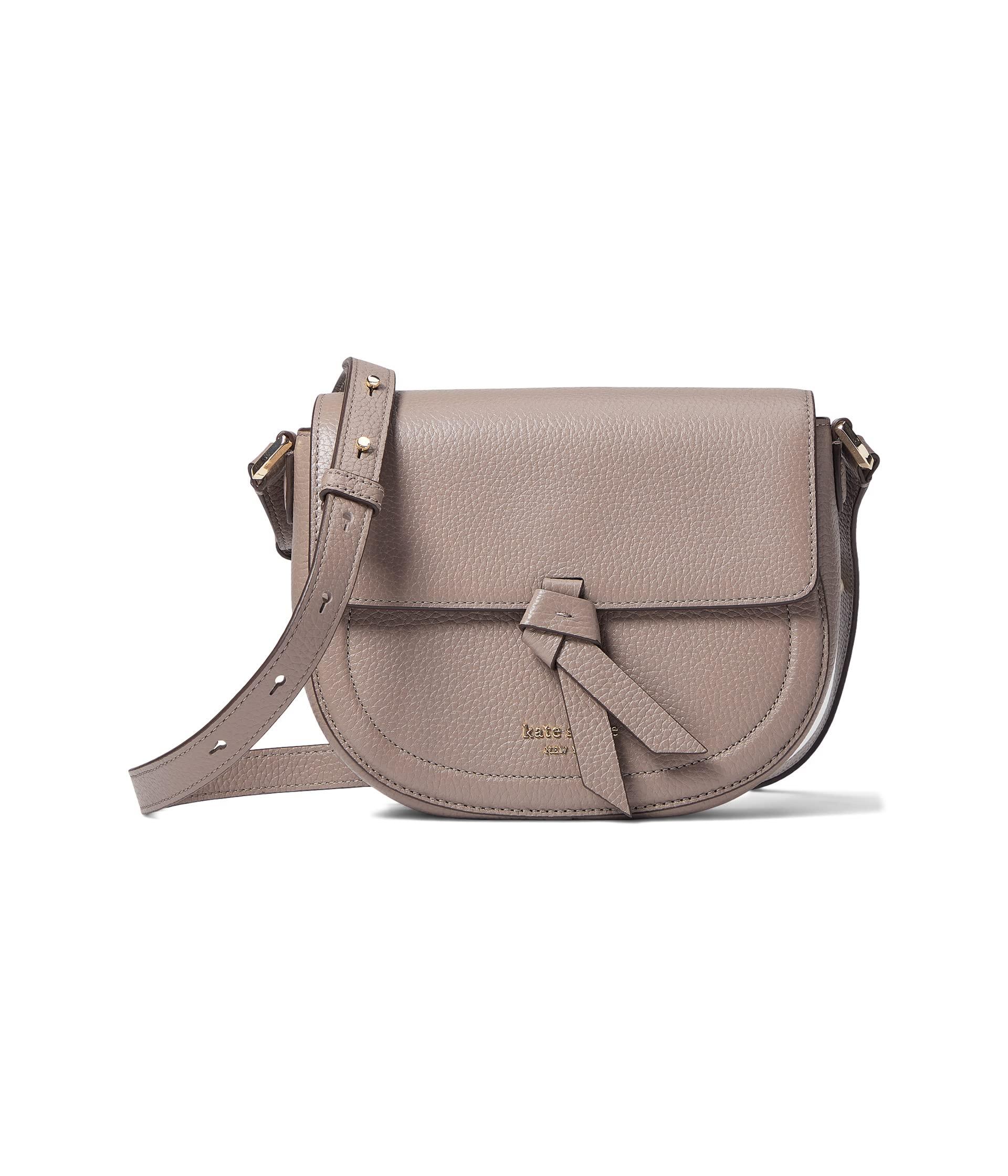 Kate Spade Knott Pebbled Leather Medium Saddle Bag in Gray Lyst