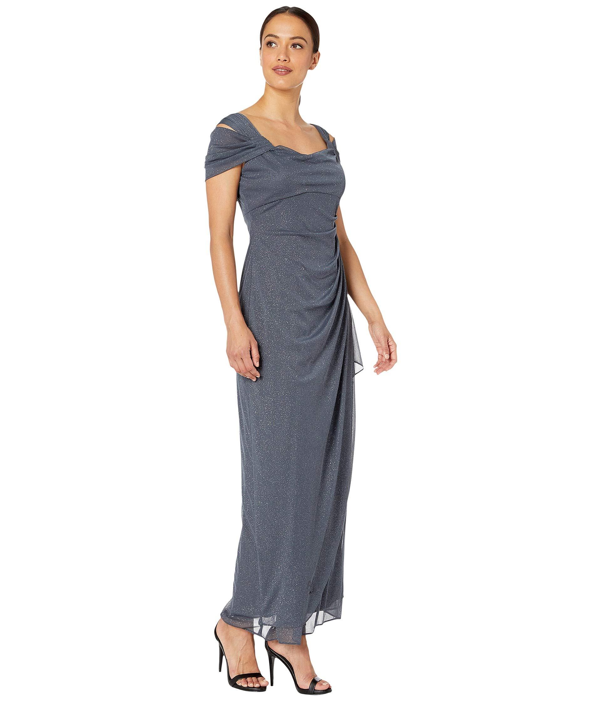 Cold Lyst Evenings Alex Shoulder Dress Petite Glitter Long Mesh trCshQdx