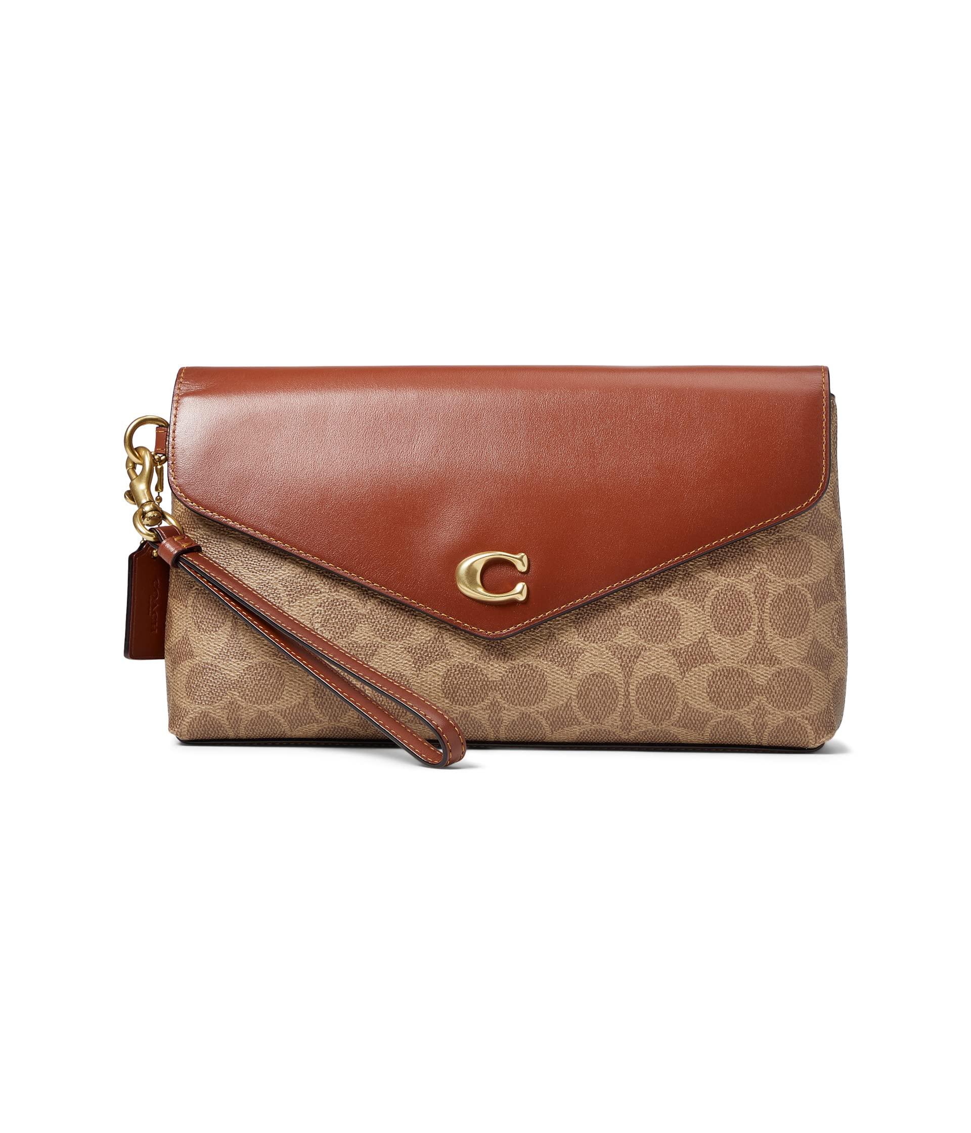 Coach Brown Signature Coated Canvas Wristlet Wallet For Sale at 1stDibs