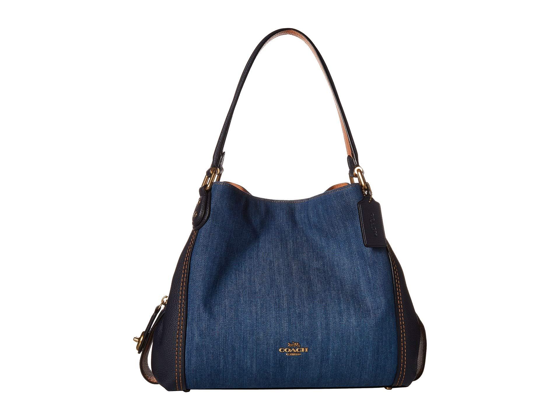 COACH Denim And Leather Blocked Edie 31 Shoulder Bag (medium Denim/brass)  Handbags in Blue | Lyst