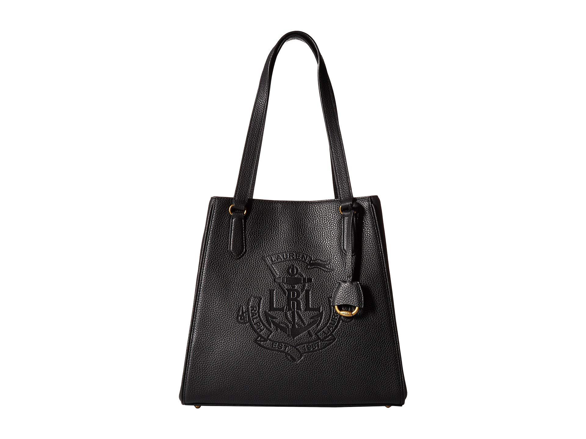 ralph lauren black leather tote bag