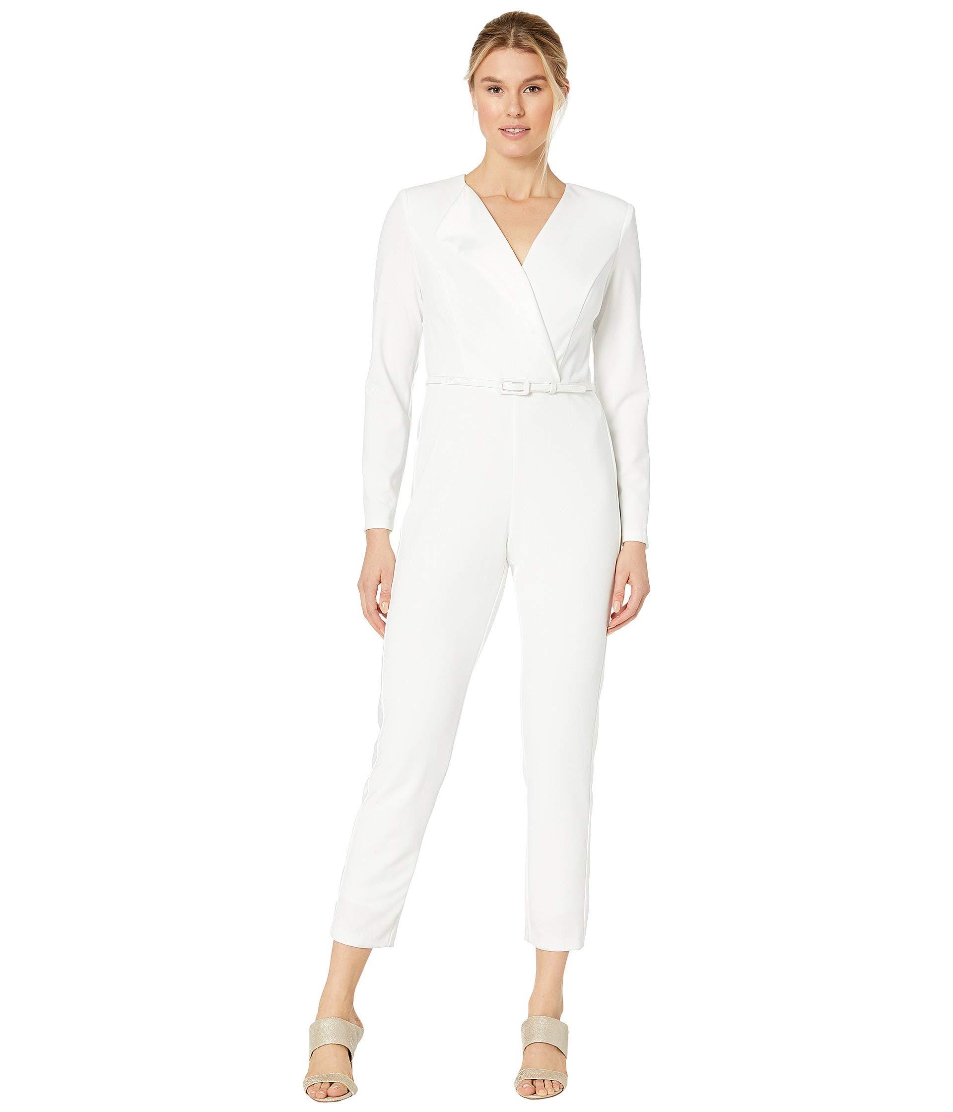 Adrianna Papell Tuxedo Jumpsuit With Satin in White | Lyst