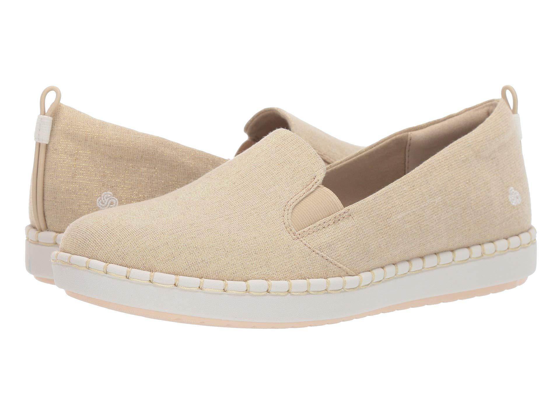 clarks women's cloudsteppers step glow slip canvas flats
