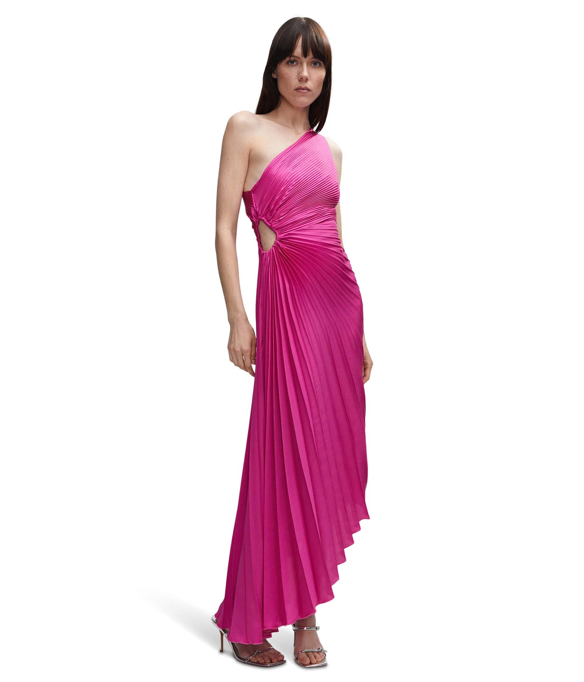 Mango Asymmetrical Pleated Dress in Pink | Lyst