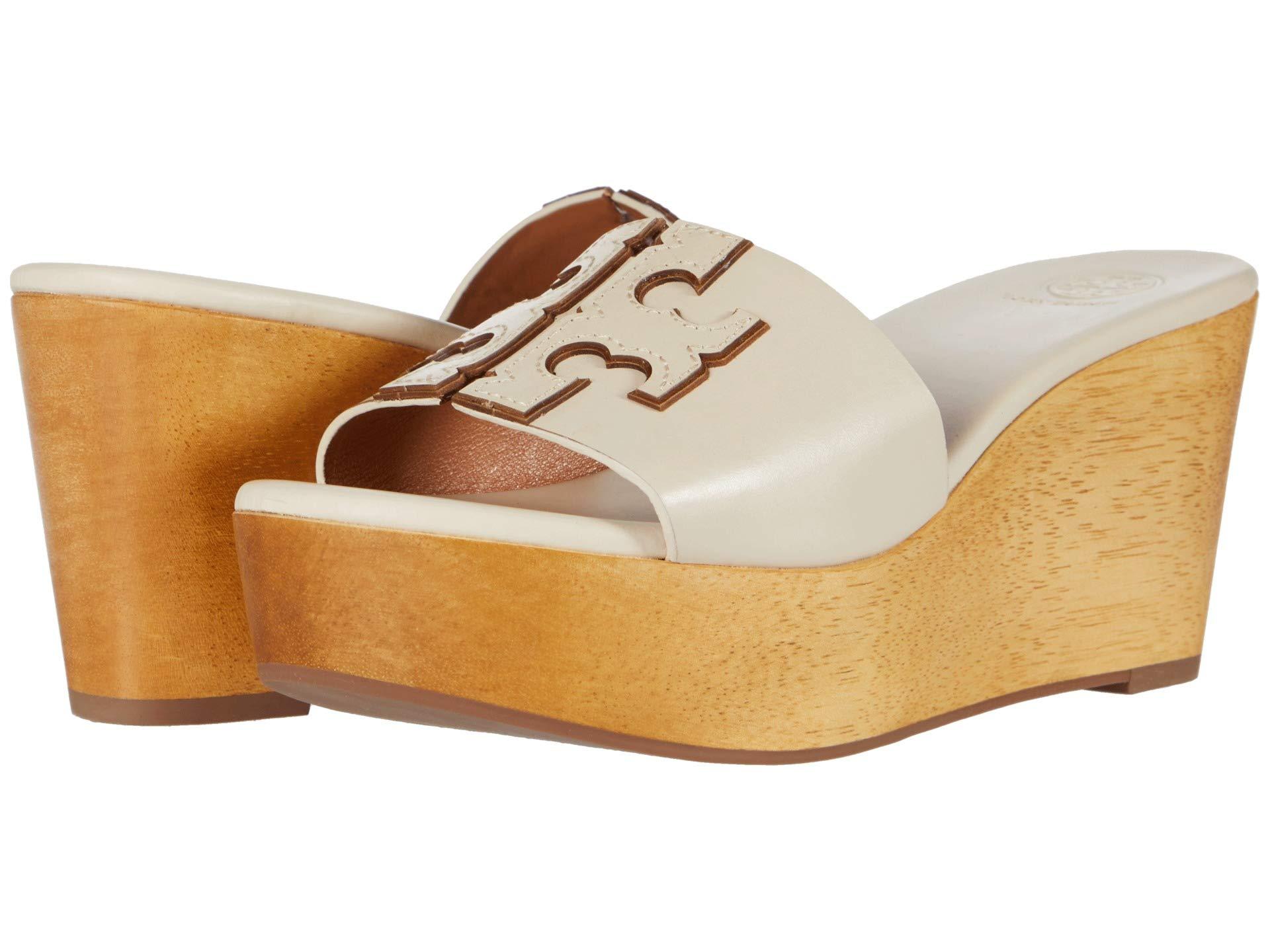 Tory Burch Leather Women's Ines Wedge Platform Slide Sandals in Cream (Brown) - Save 68% - Lyst