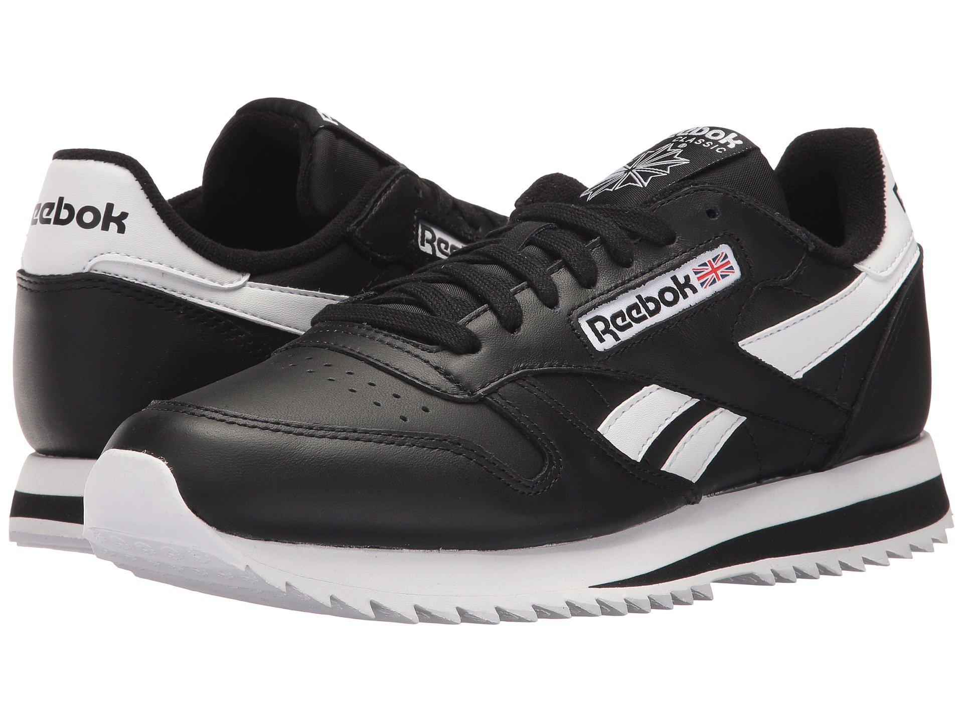 reebok classic black and white leather