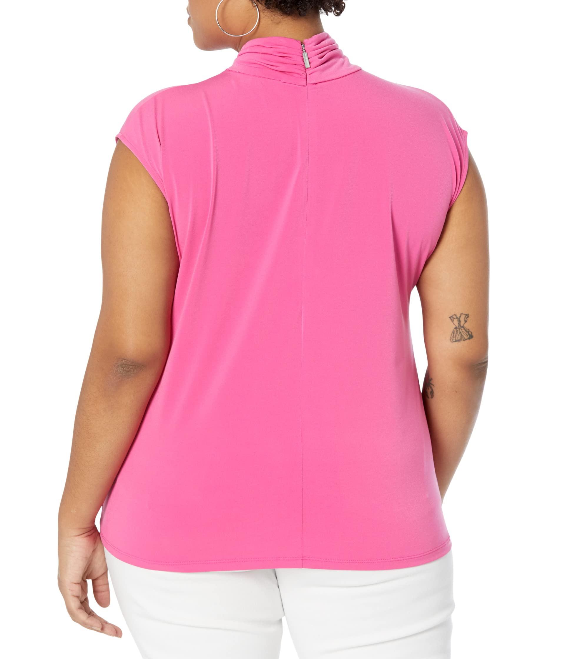 MICHAEL Michael Kors Plus Size Twist Neck Sleeveless Top in Pink | Lyst