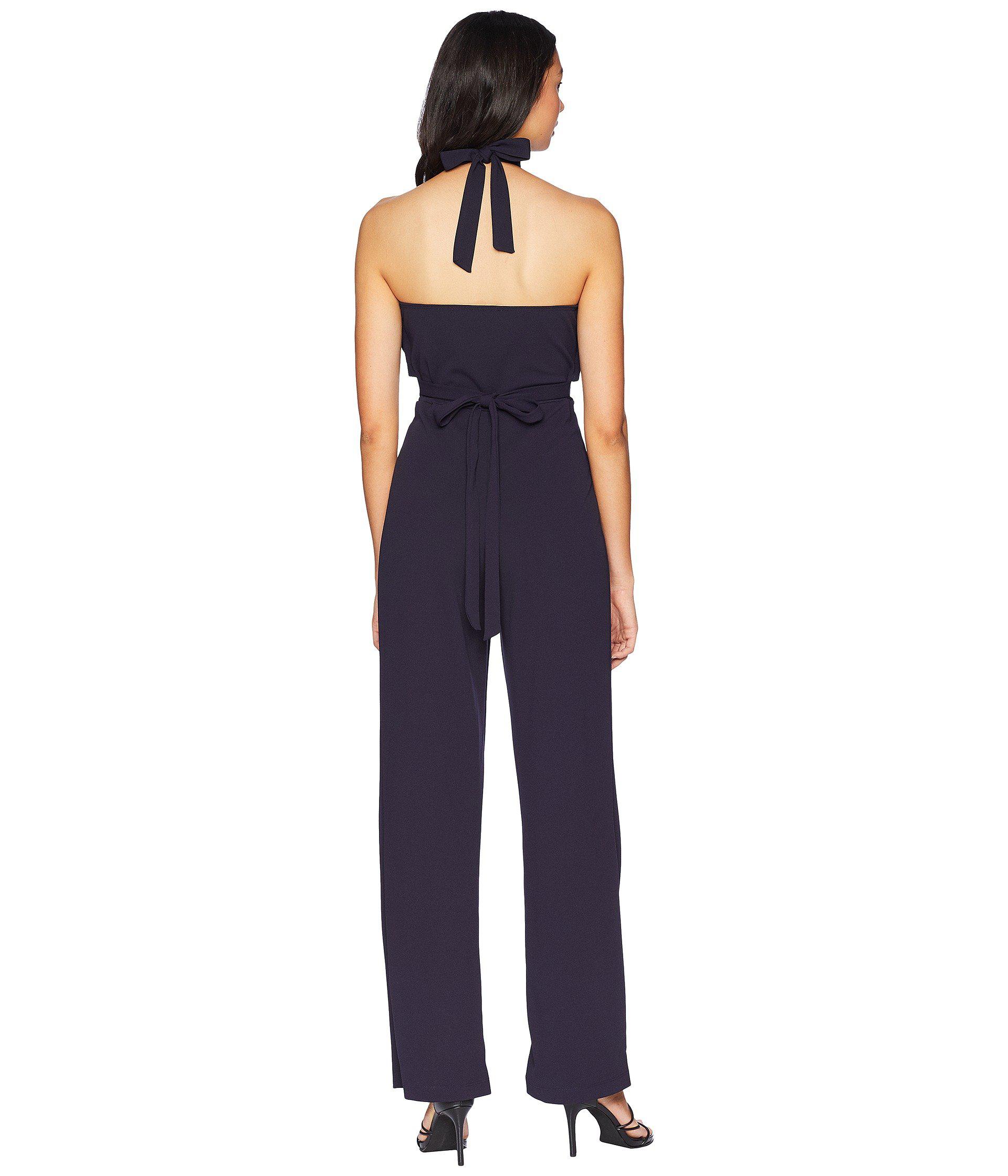 bebe ruffle halter jumpsuit