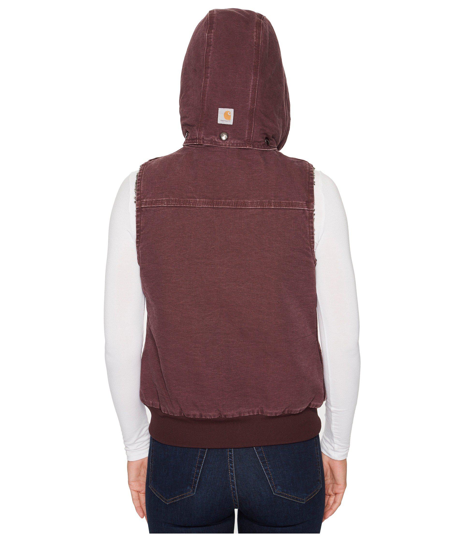 Carhartt women's weathered duck wildwood vest deep on sale wine