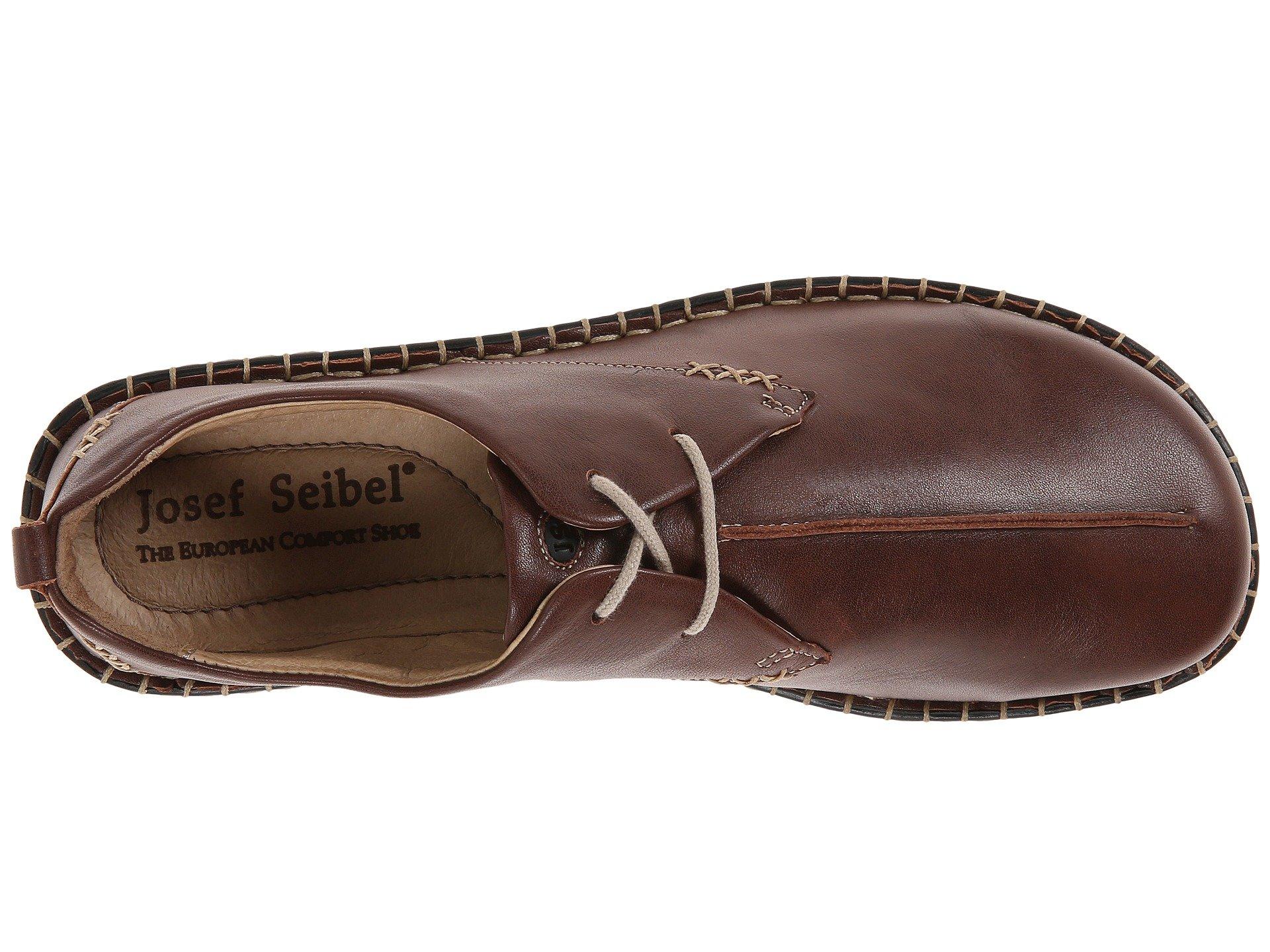 Josef Seibel Lindsay Leather Stitch Detail Lace Up Block Heel Loafers in  Brown | Lyst