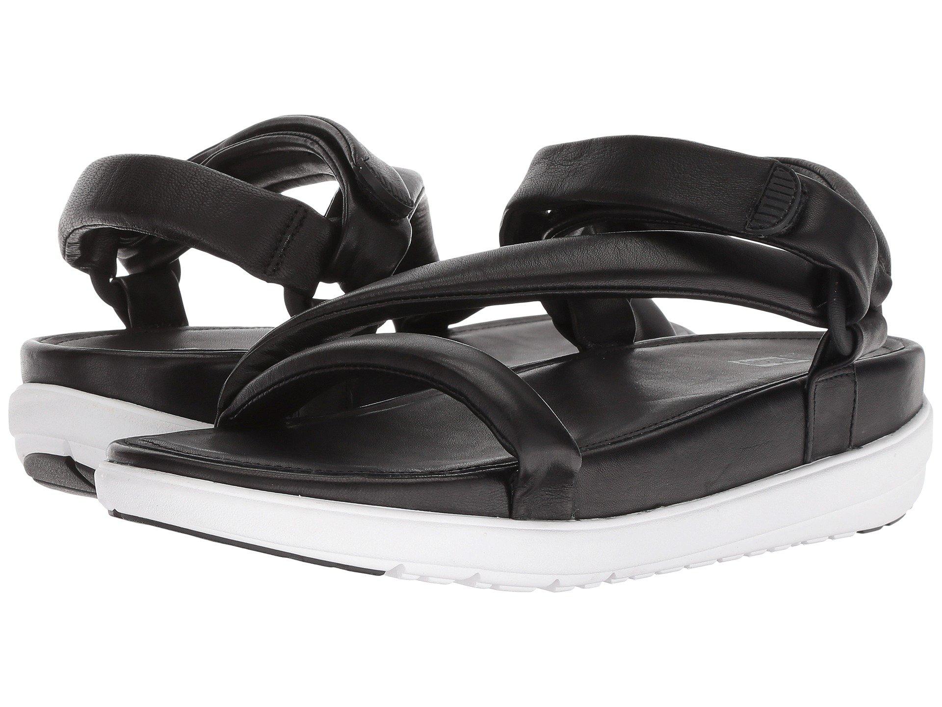 Fitflop Loosh Luxetm Z-strap Leather Sandals (black Leather) Sandals - Lyst