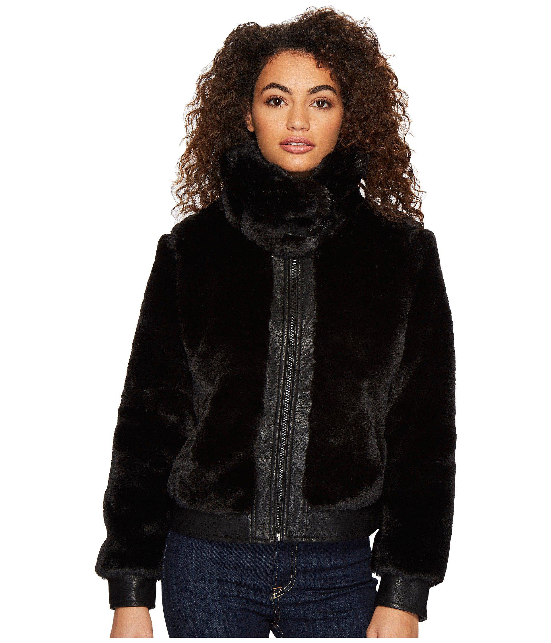 Blank NYC Fake Fur Jacket With Vegan Leather Detail In Black Noise ...