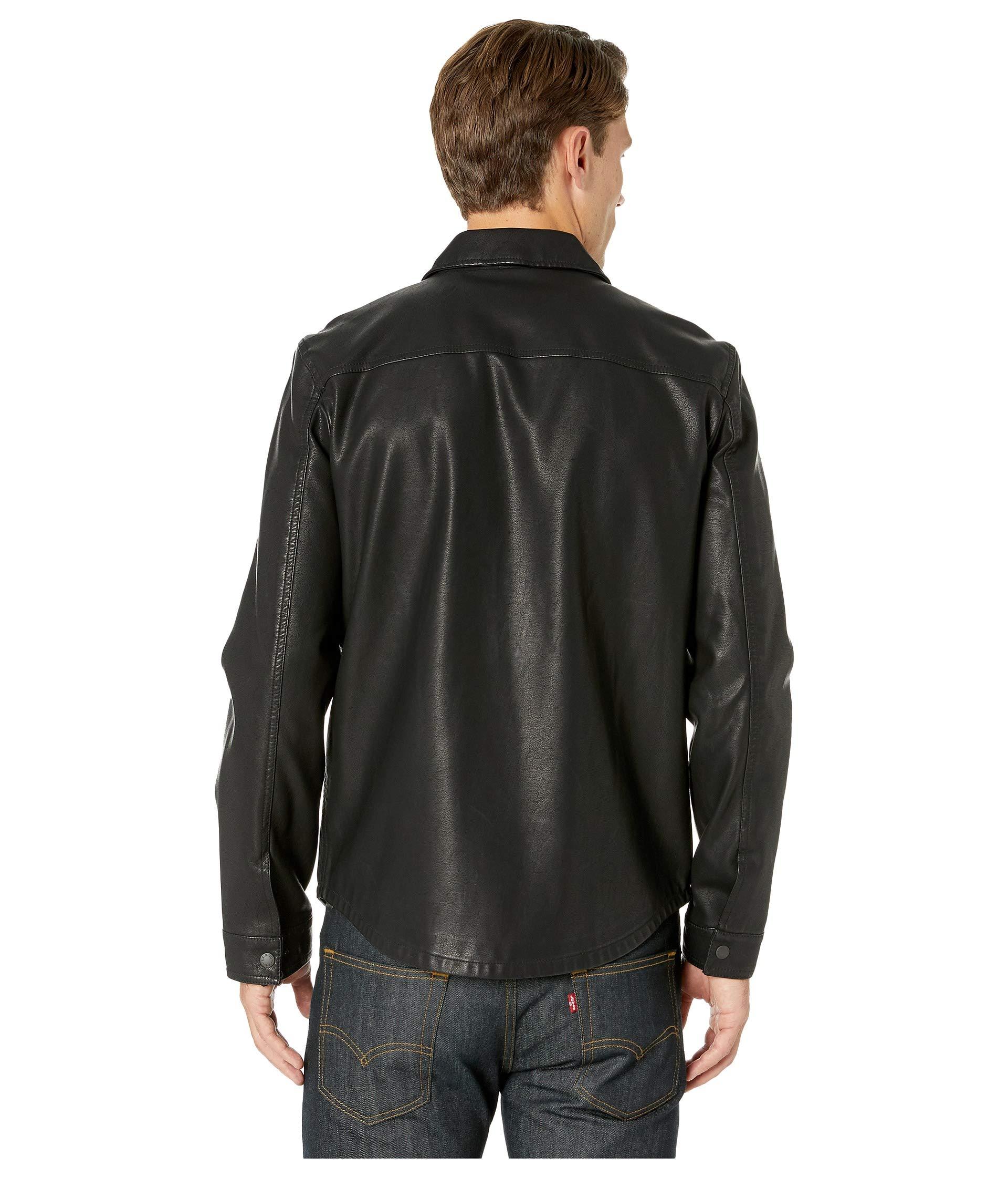 Faux Leather Shirt Jacket 