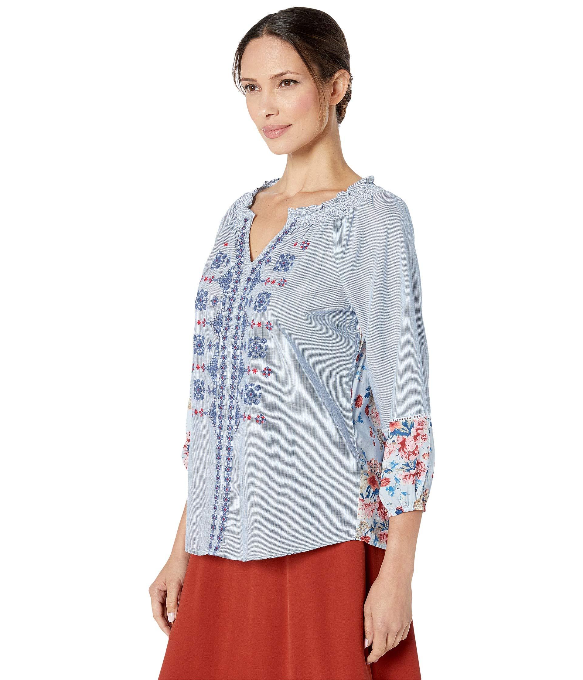 Vintage America Cotton Lanie Peasant Blouse in Navy (Blue) Lyst