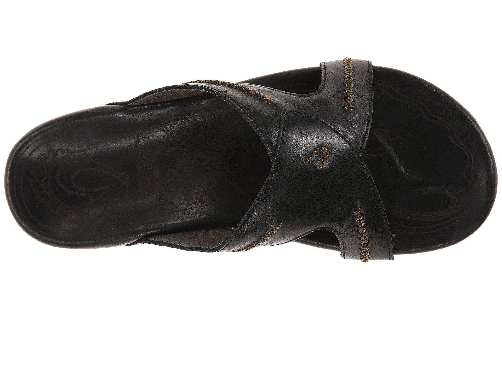 men's olukai mea ola leather slide sandals