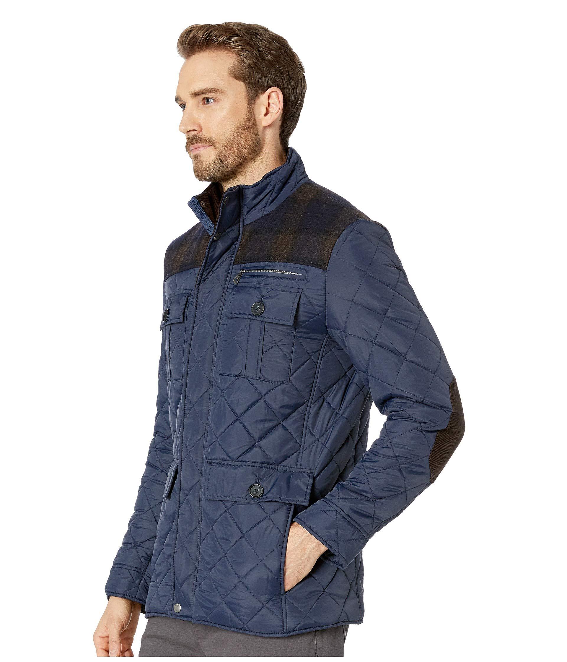 Cole Haan Synthetic Mixed Media Quilted Jacket in Navy (Blue) for Men