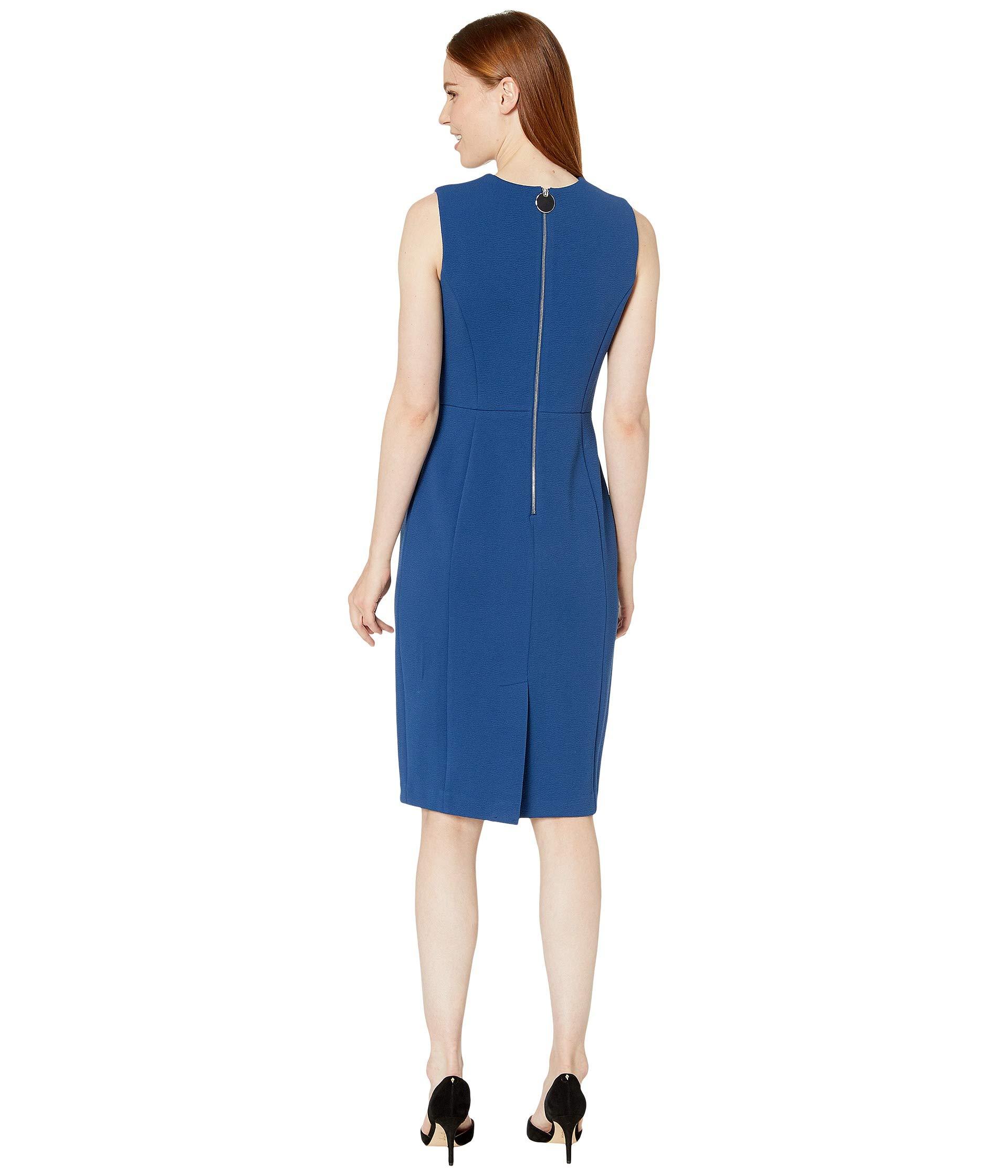 Calvin Klein Synthetic Sleeveless Sheath Dress in Blue - Lyst