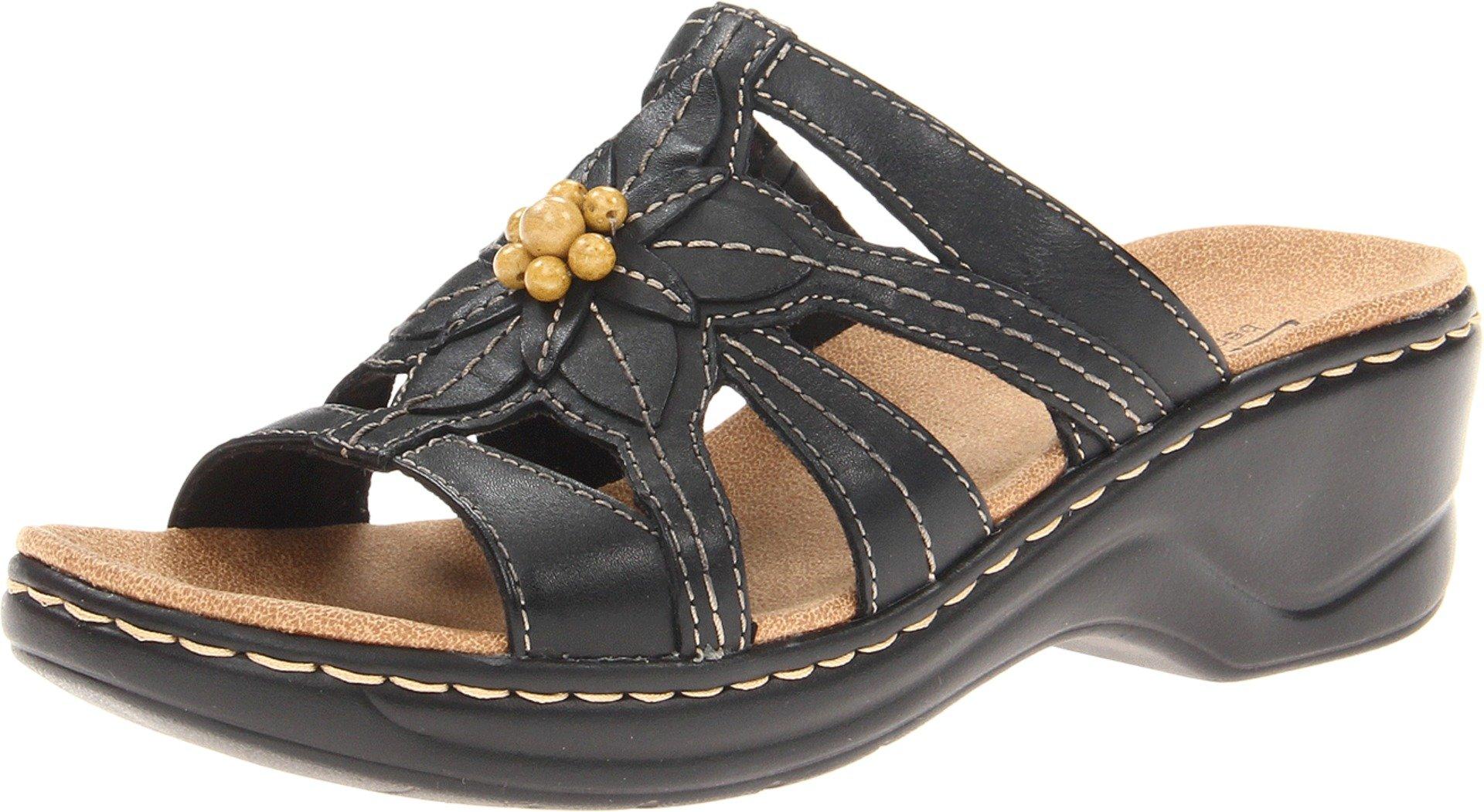 NEW Clarks Leather Slides with Bead Detail Lexi Myrtle Brown Multi