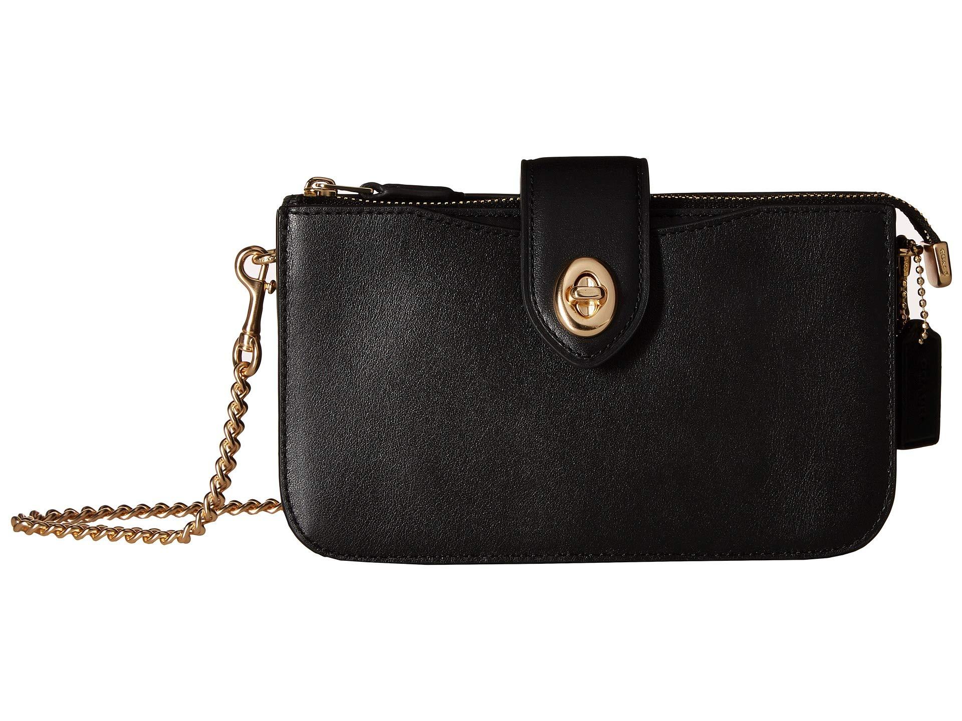 COACH Smooth Leather Turnlock Crossbody in gd/Black (Black) Save 40