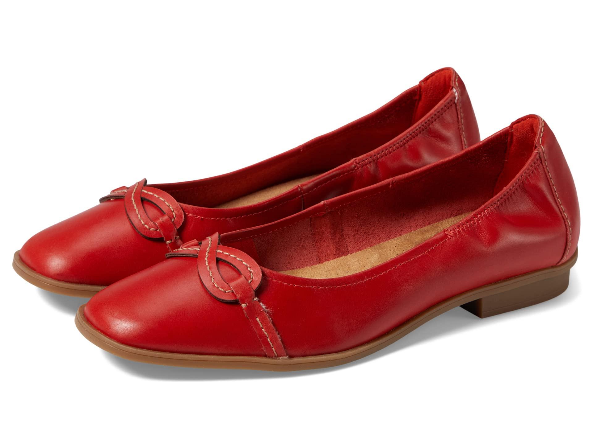 Clarks red cheap flats