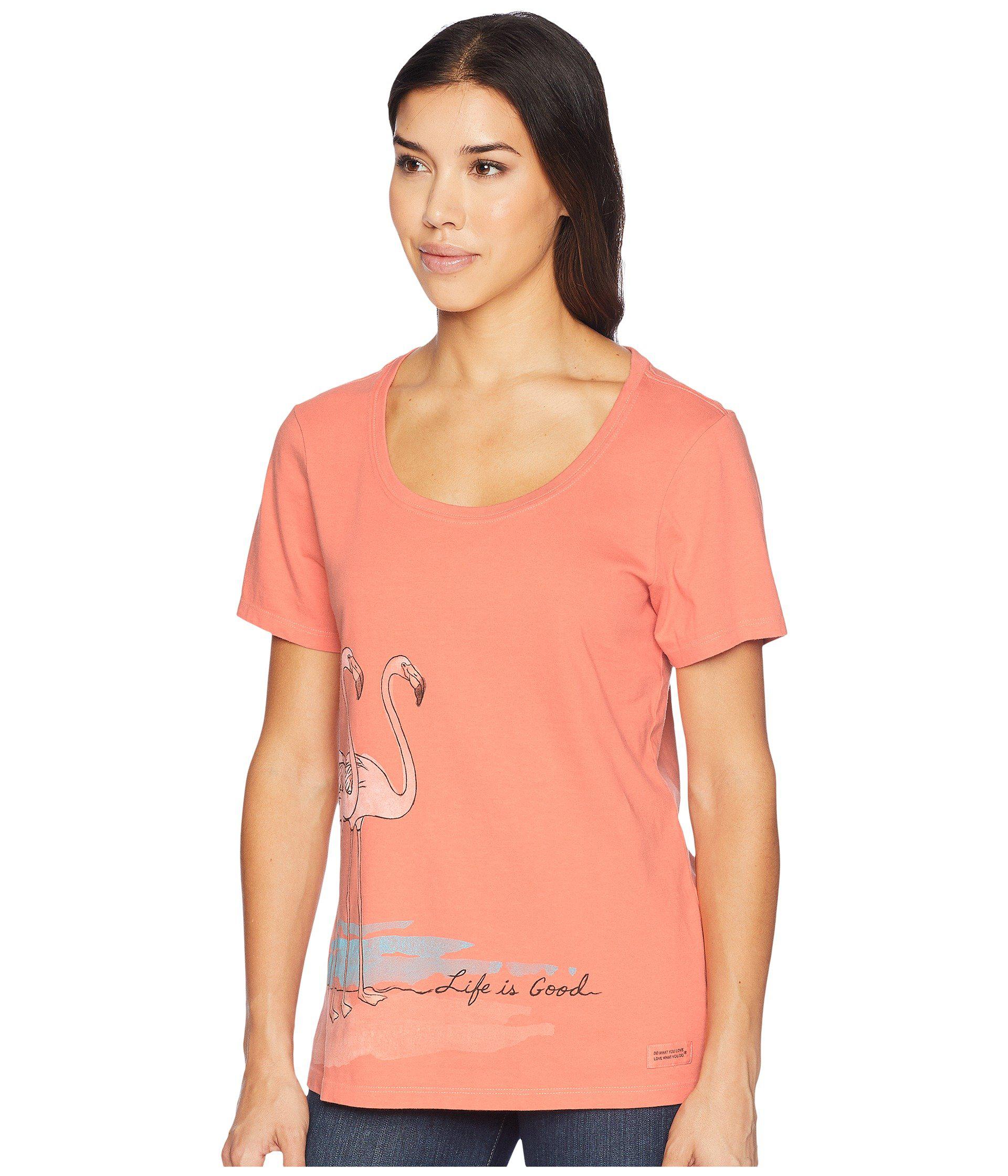 Life Is Good. Elegant Flamingos Crusher Scoop Neck Tee (fresh Coral)  Women's T Shirt | Lyst