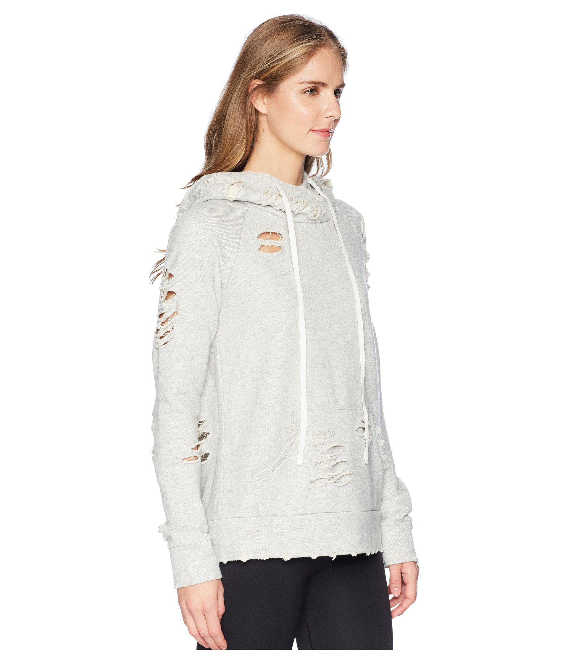Alo Yoga Cotton Ripped Hoodie (heather Grey) Women's Sweatshirt in Gray -  Lyst
