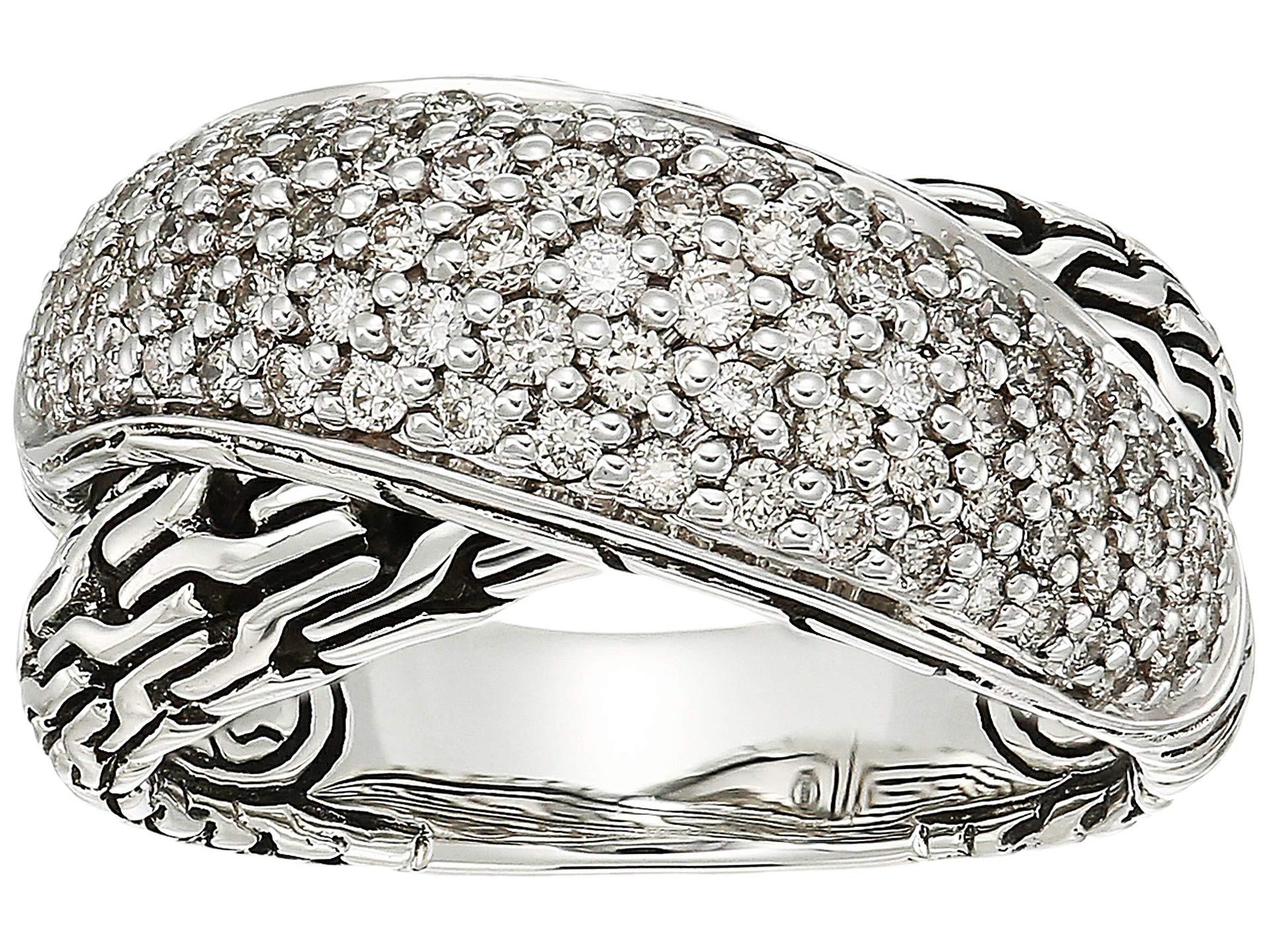 Lyst - John Hardy Classic Chain Arch Diamond Pave Overlap Ring (silver ...