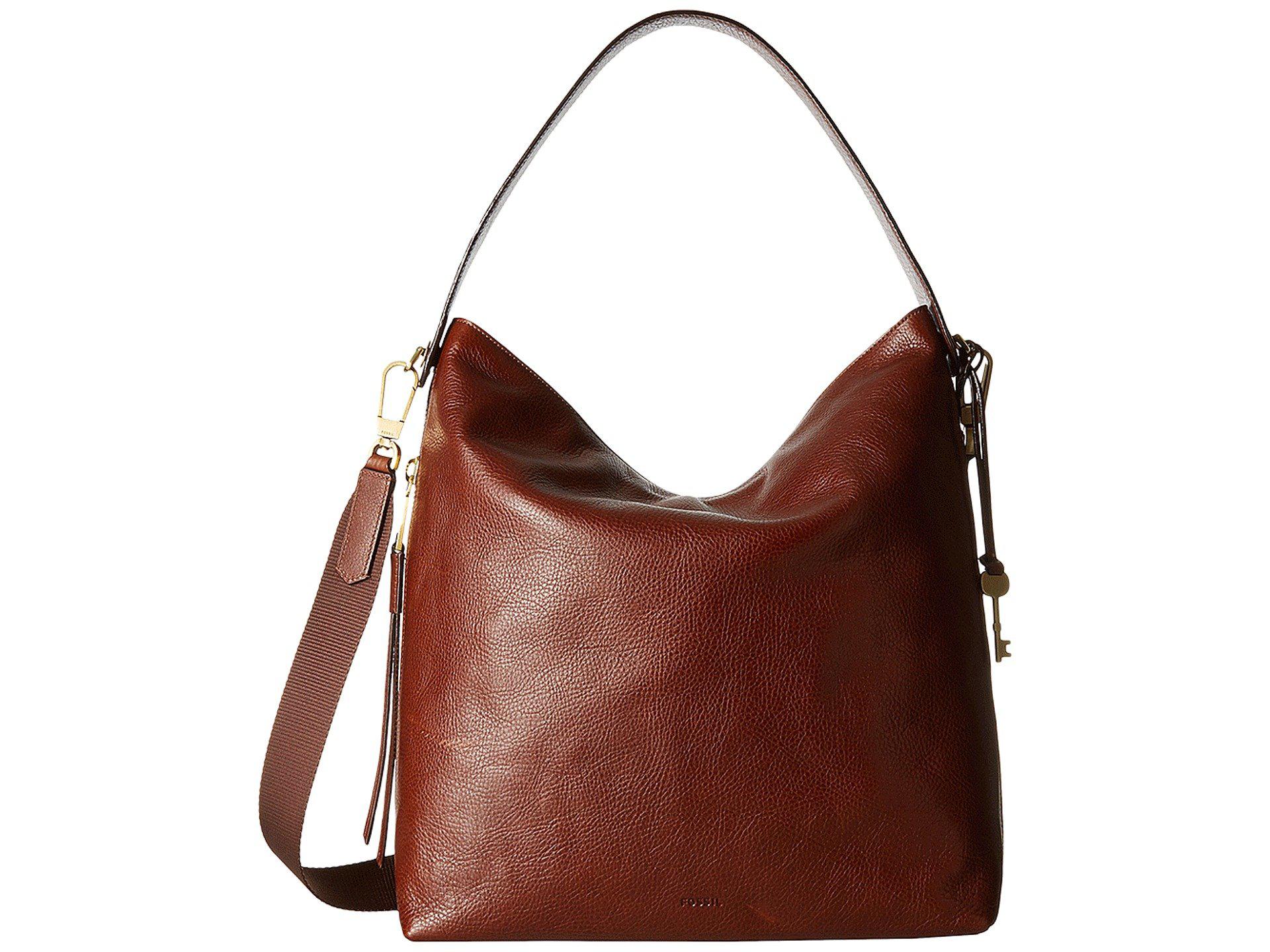 Fossil Leather Maya Large Hobo in Brown Lyst