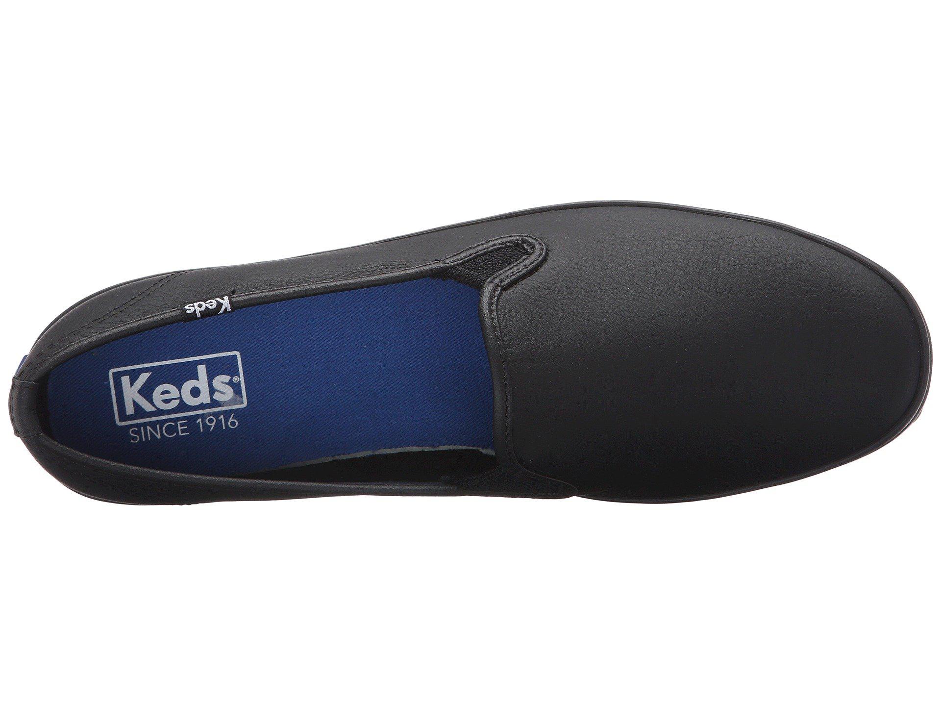 keds black leather slip on