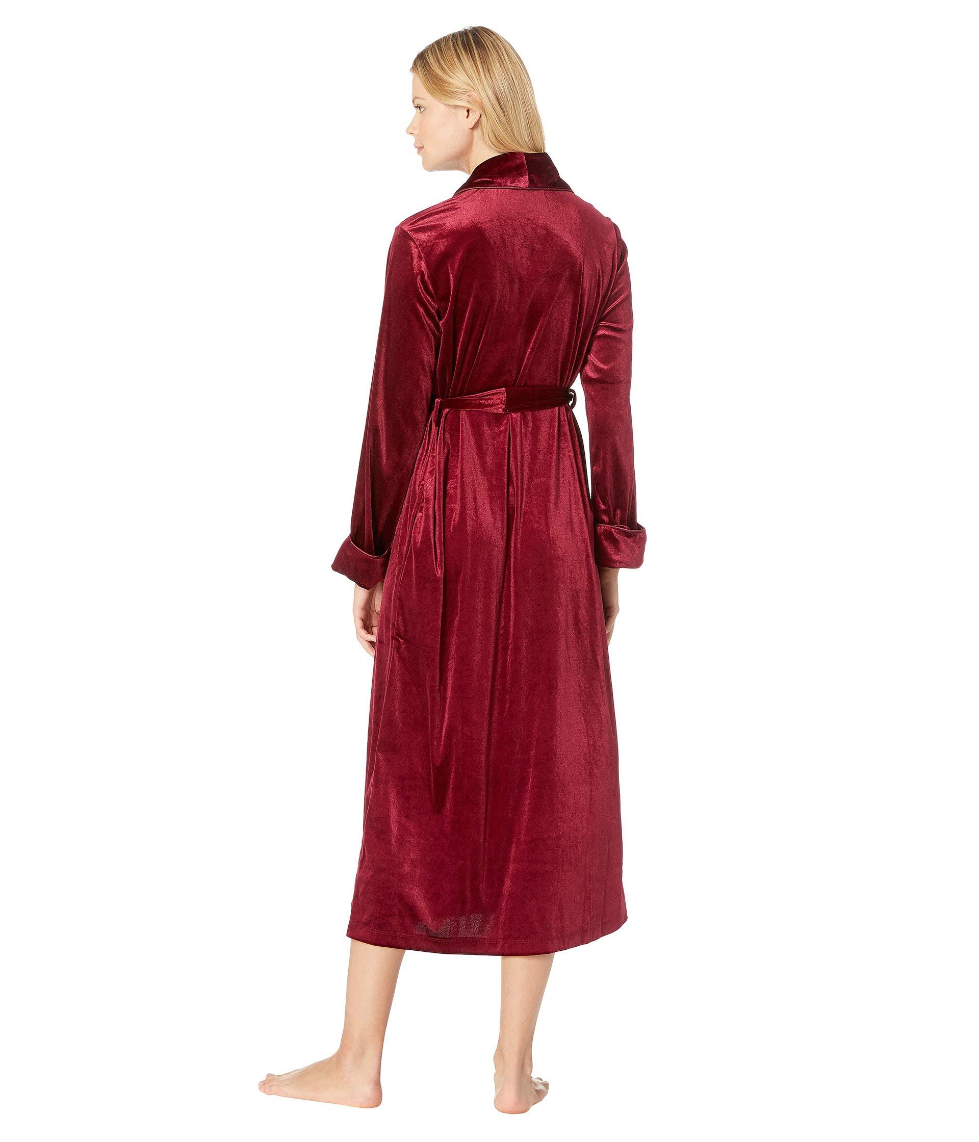 Lyst - Lauren By Ralph Lauren Velvet Long Shawl Collar Robe (pink ...