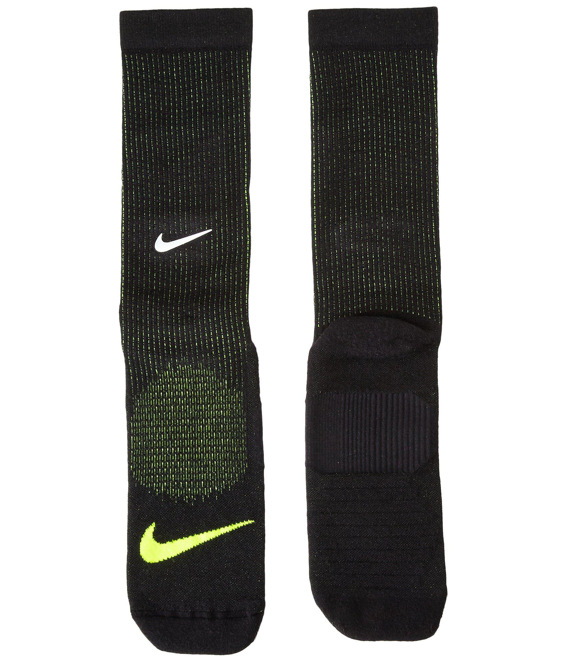 Nike Elite Cushioned Running Merino Crew Socks (black/volt/volt) Crew Cut  Socks Shoes for Men | Lyst