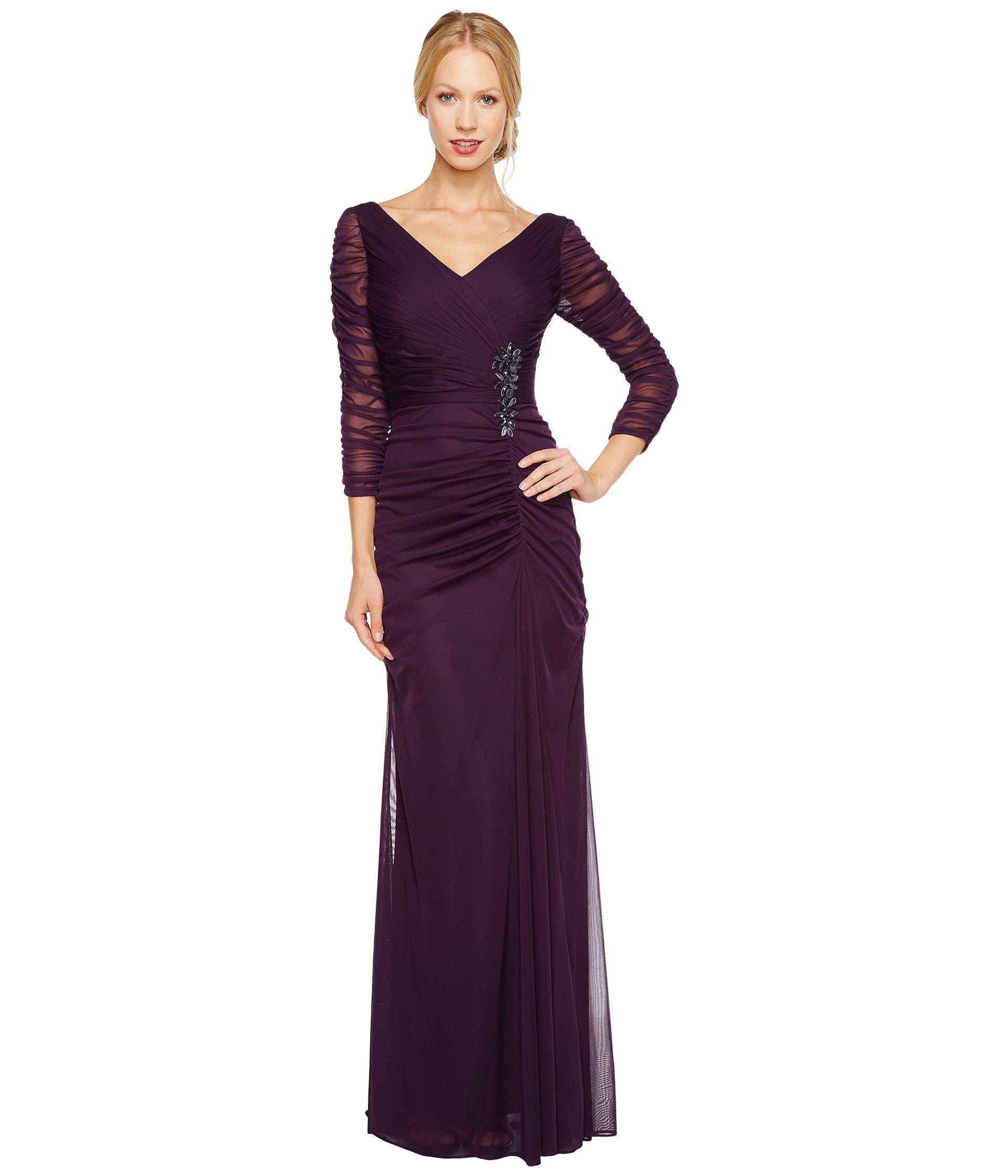 Adrianna Papell Synthetic Drape Covered Gown In Purple Lyst