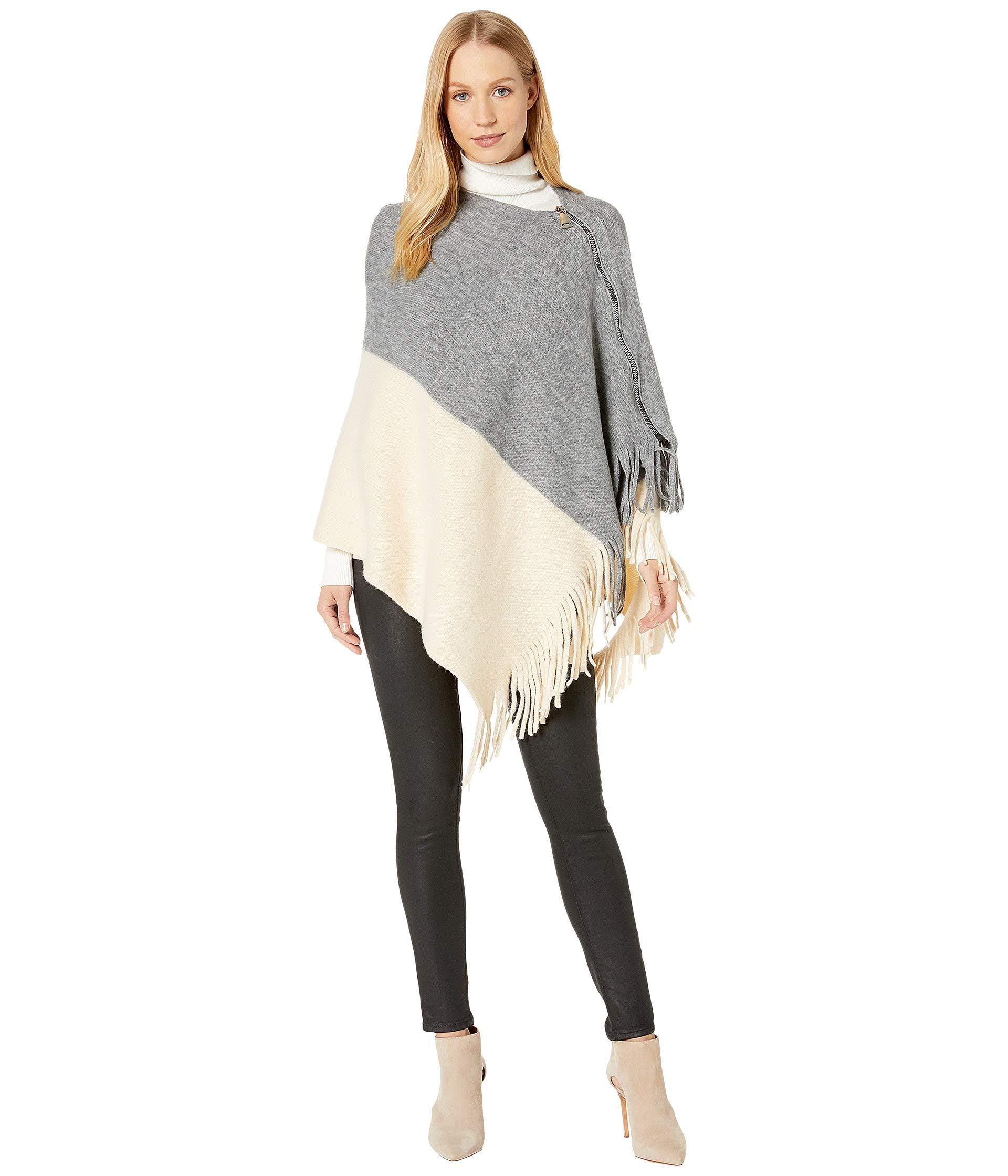 Steve Madden Synthetic Color Block Poncho With Side Zipper in Gray ...
