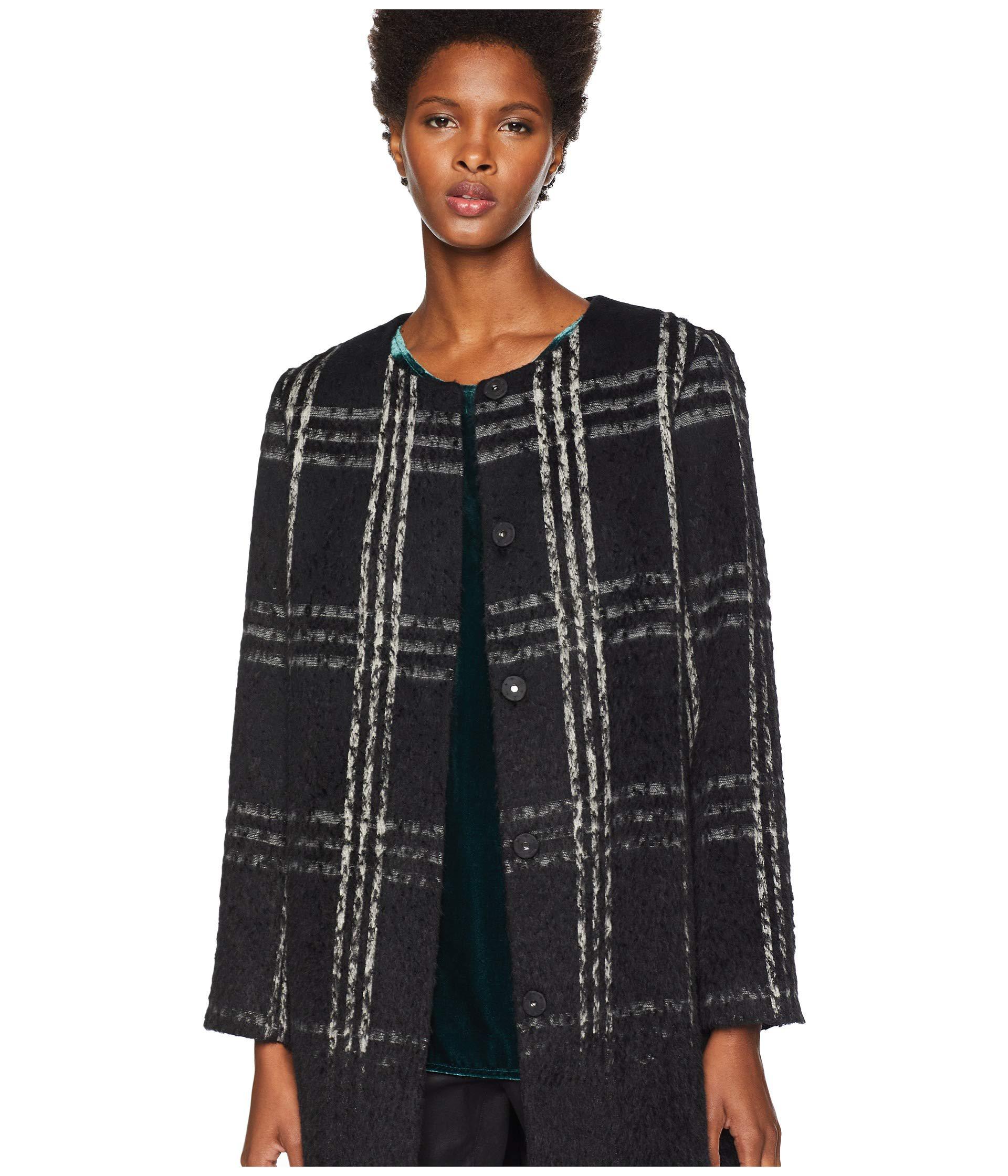 eileen fisher alpaca plaid coat