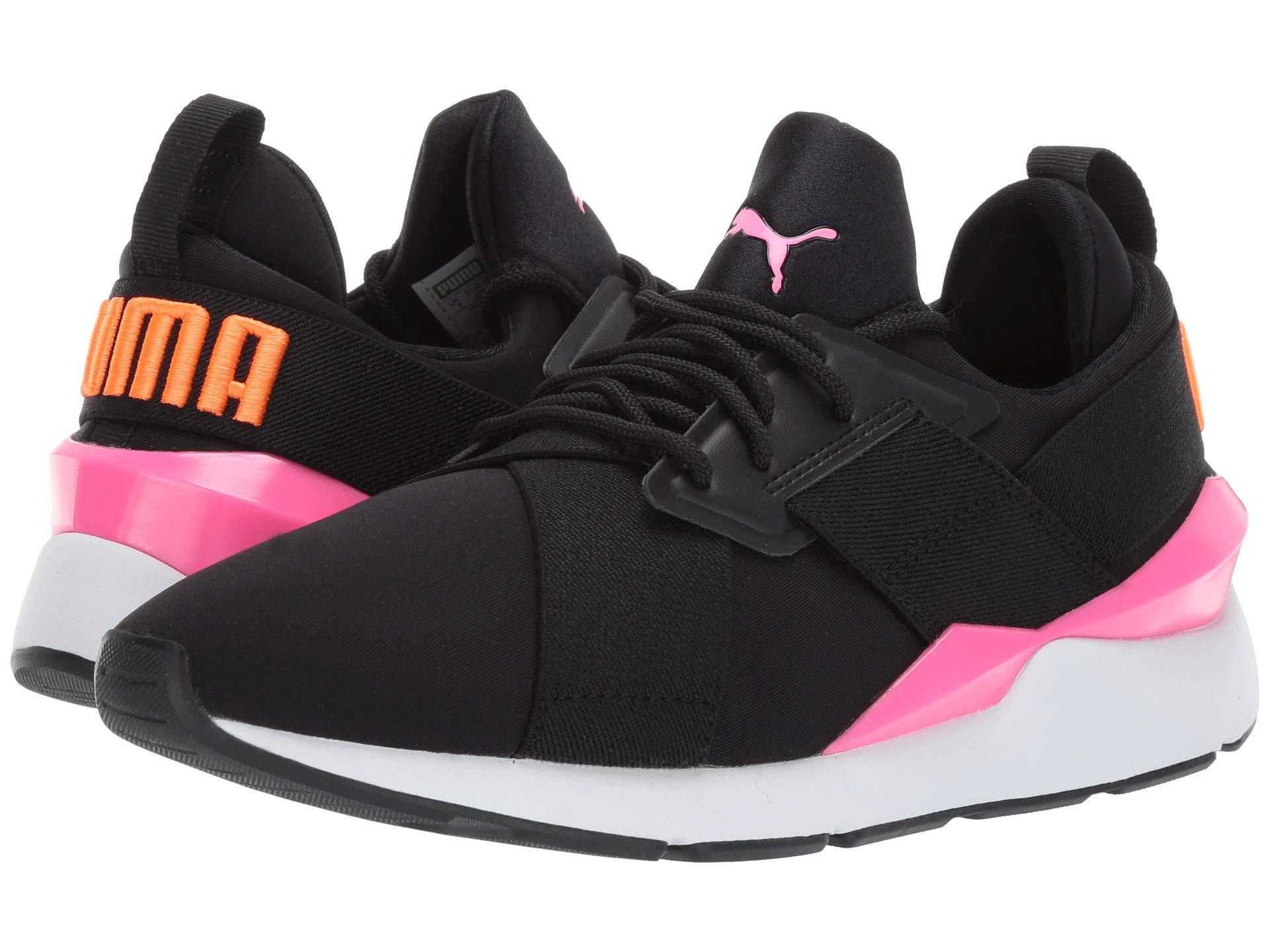 womens black and pink puma shoes