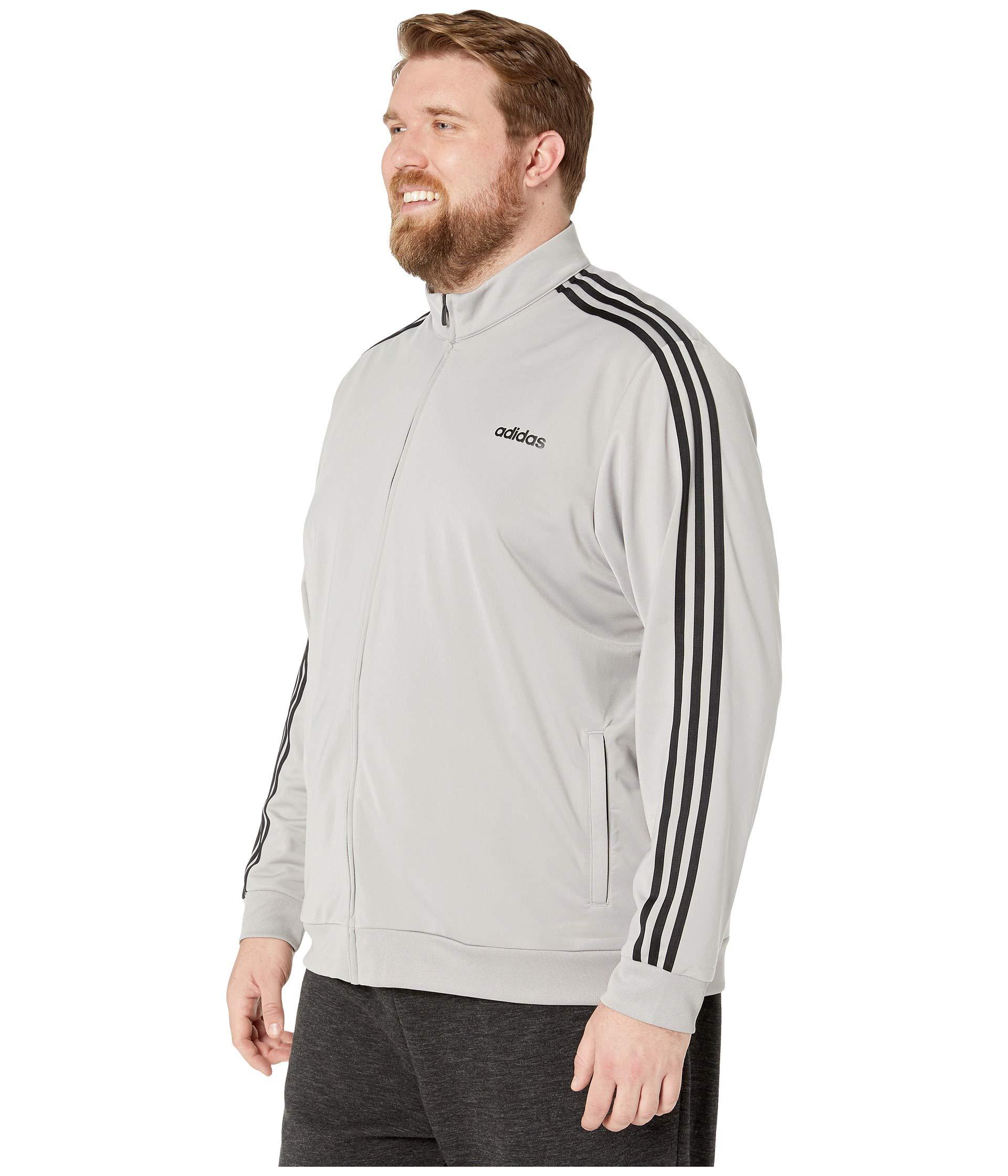 adidas Synthetic Big Tall Essentials 3-stripe Tricot Track Jacket in Gray for Men - Lyst