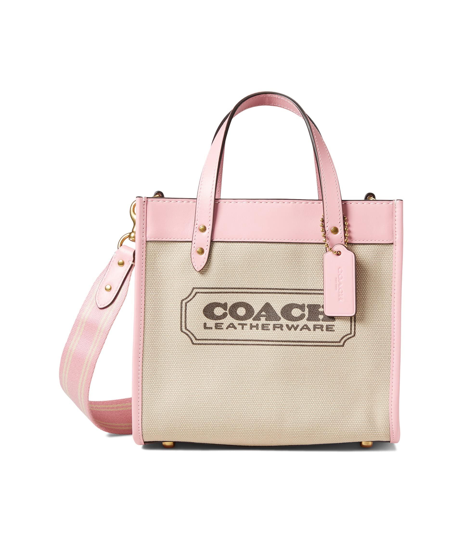 COACH Polished Pebble Leather Field Tote 22 in Pink