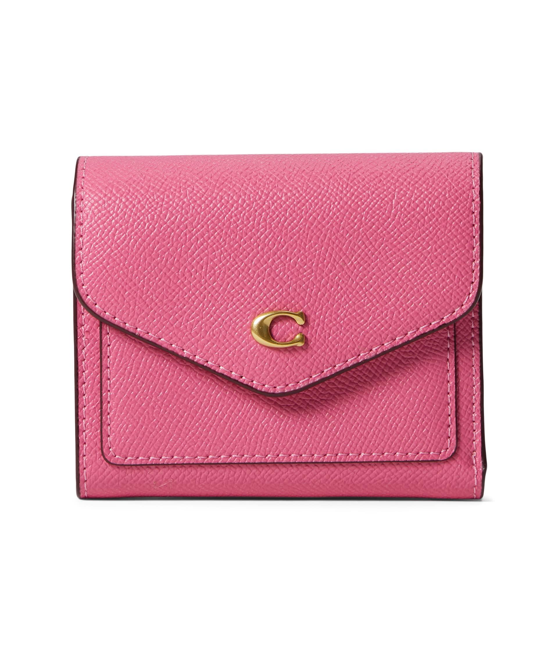 COACH Cross Grain Leather Wyn Small Wallet in Pink